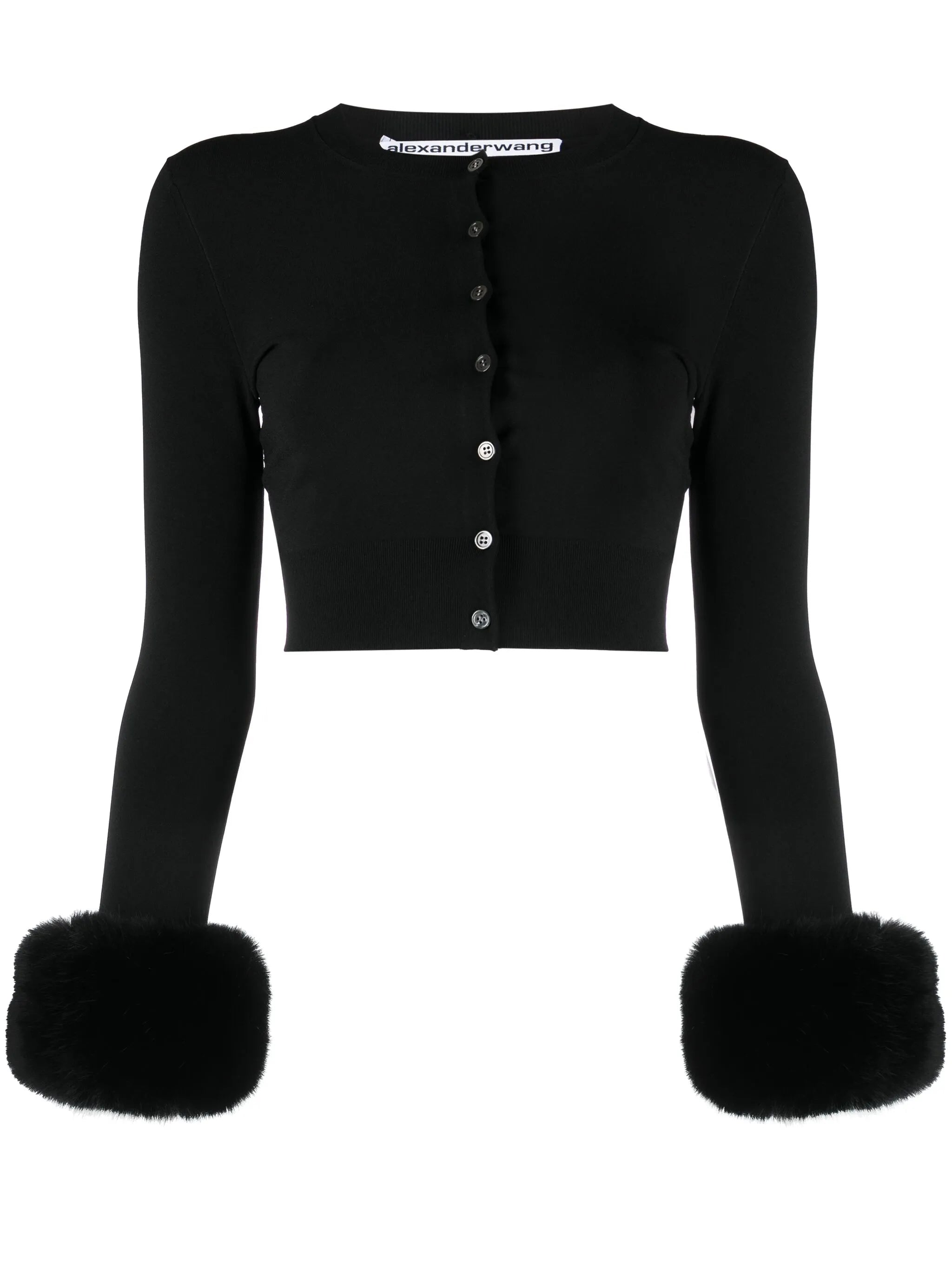 faux-fur detail cropped cardigan