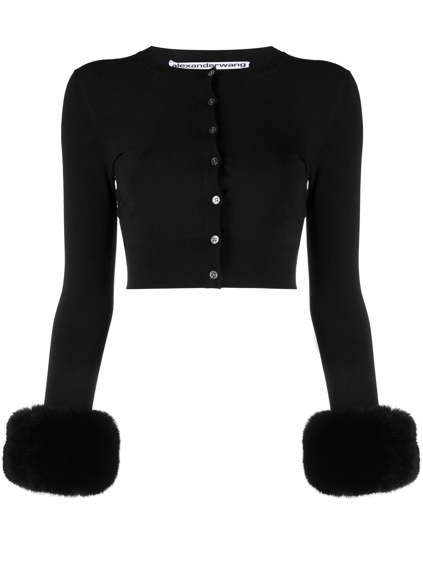 faux-fur detail cropped cardigan