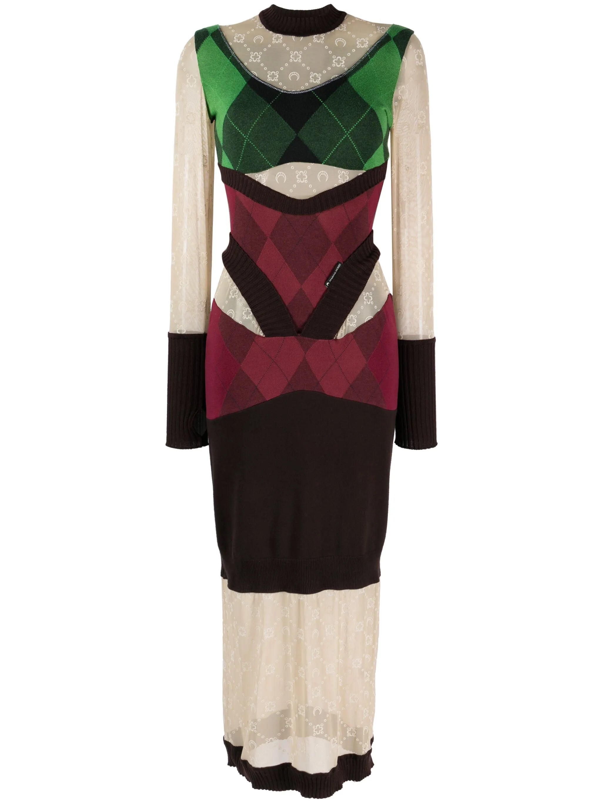 Regenerated lozenge-knit midi dress