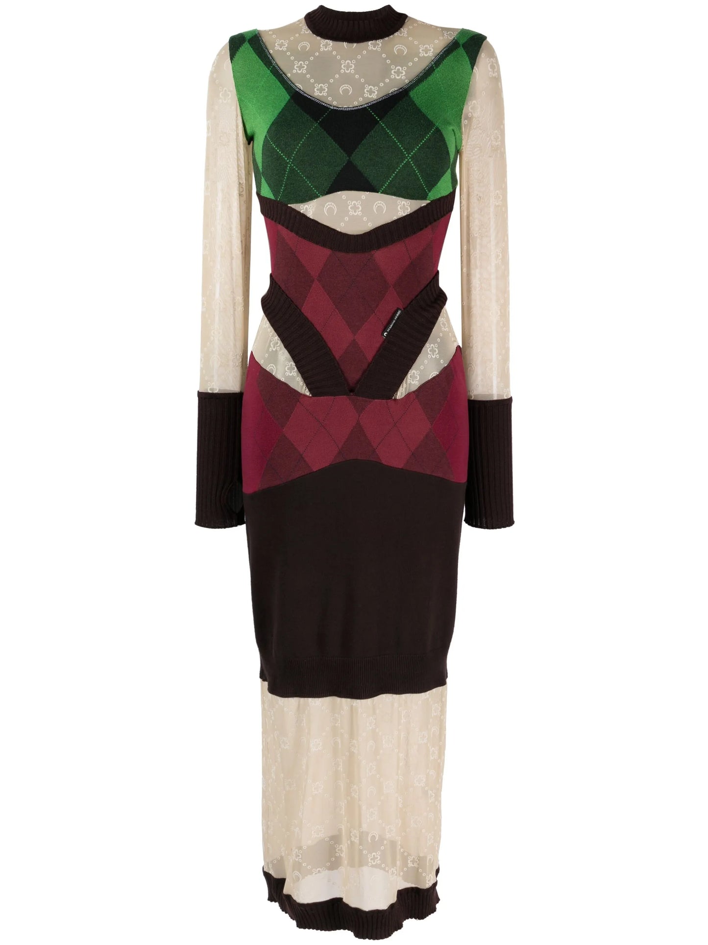 Regenerated lozenge-knit midi dress