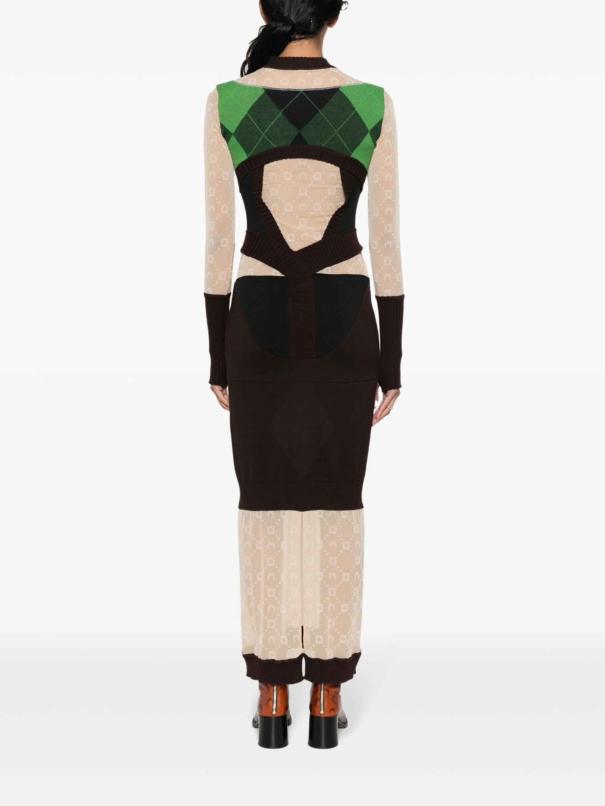Regenerated lozenge-knit midi dress