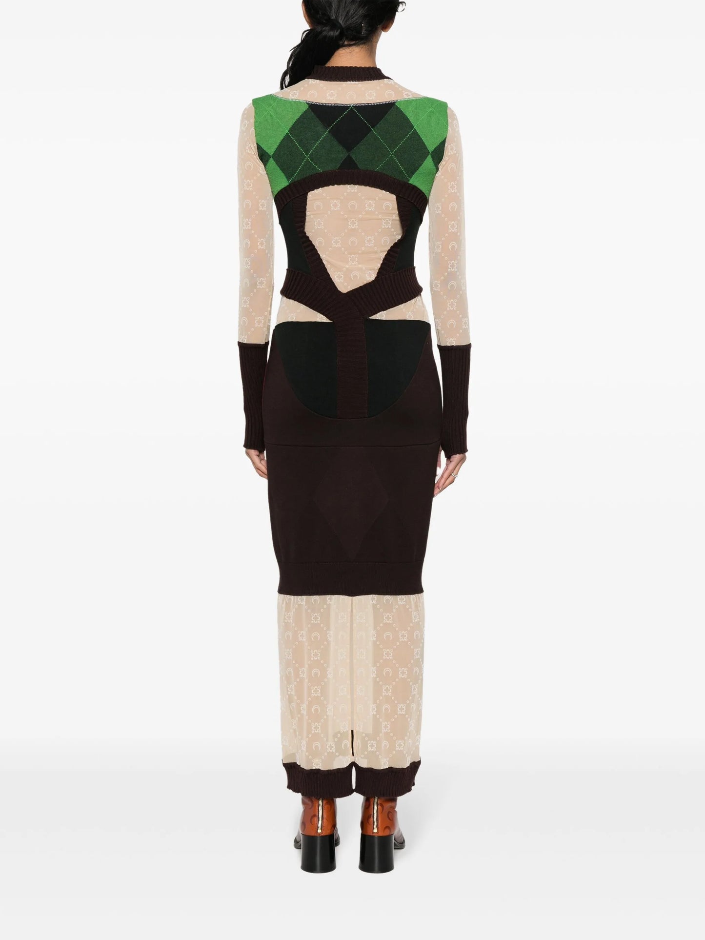 Regenerated lozenge-knit midi dress