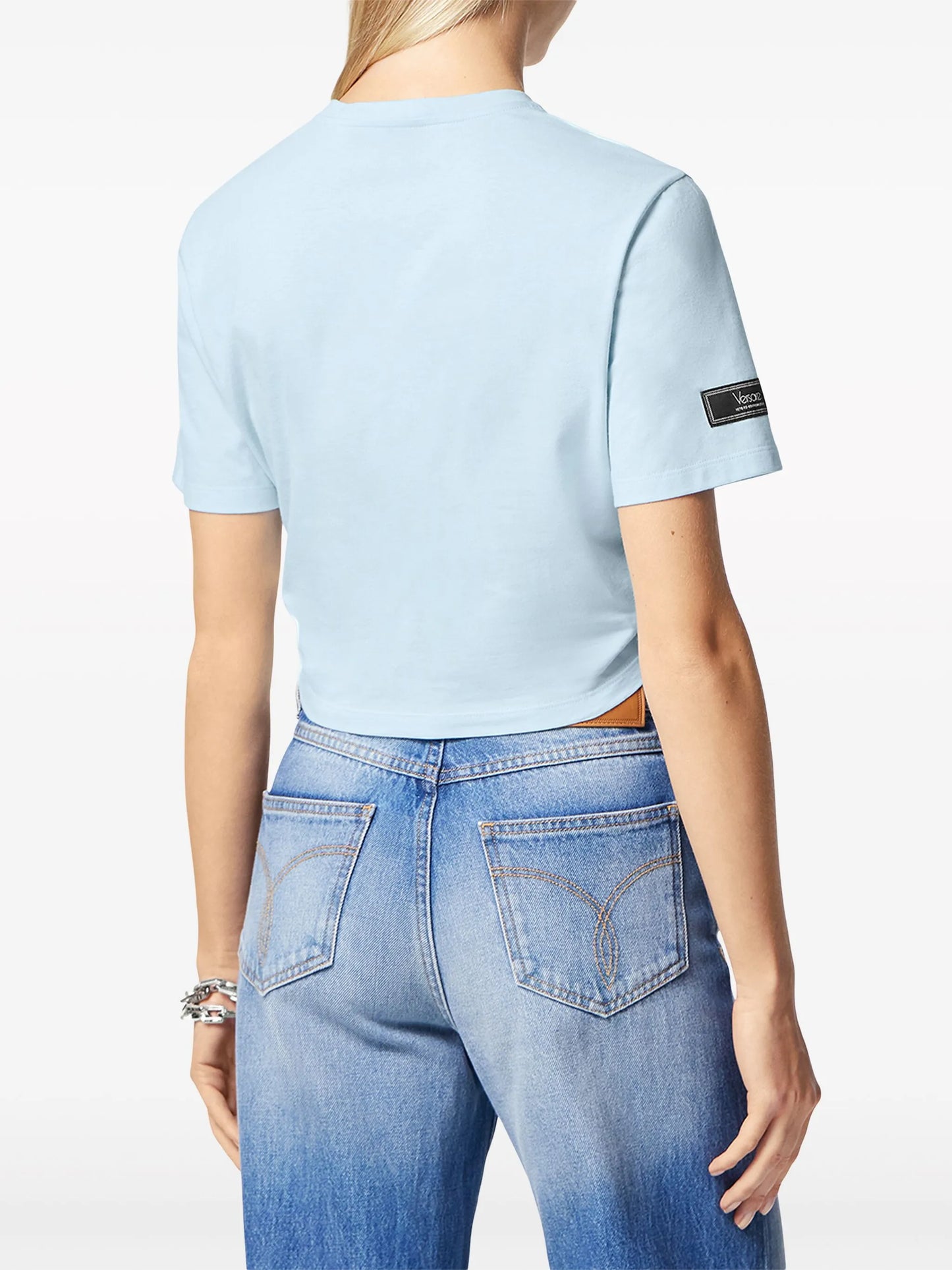 logo-print cropped cotton T-shirt