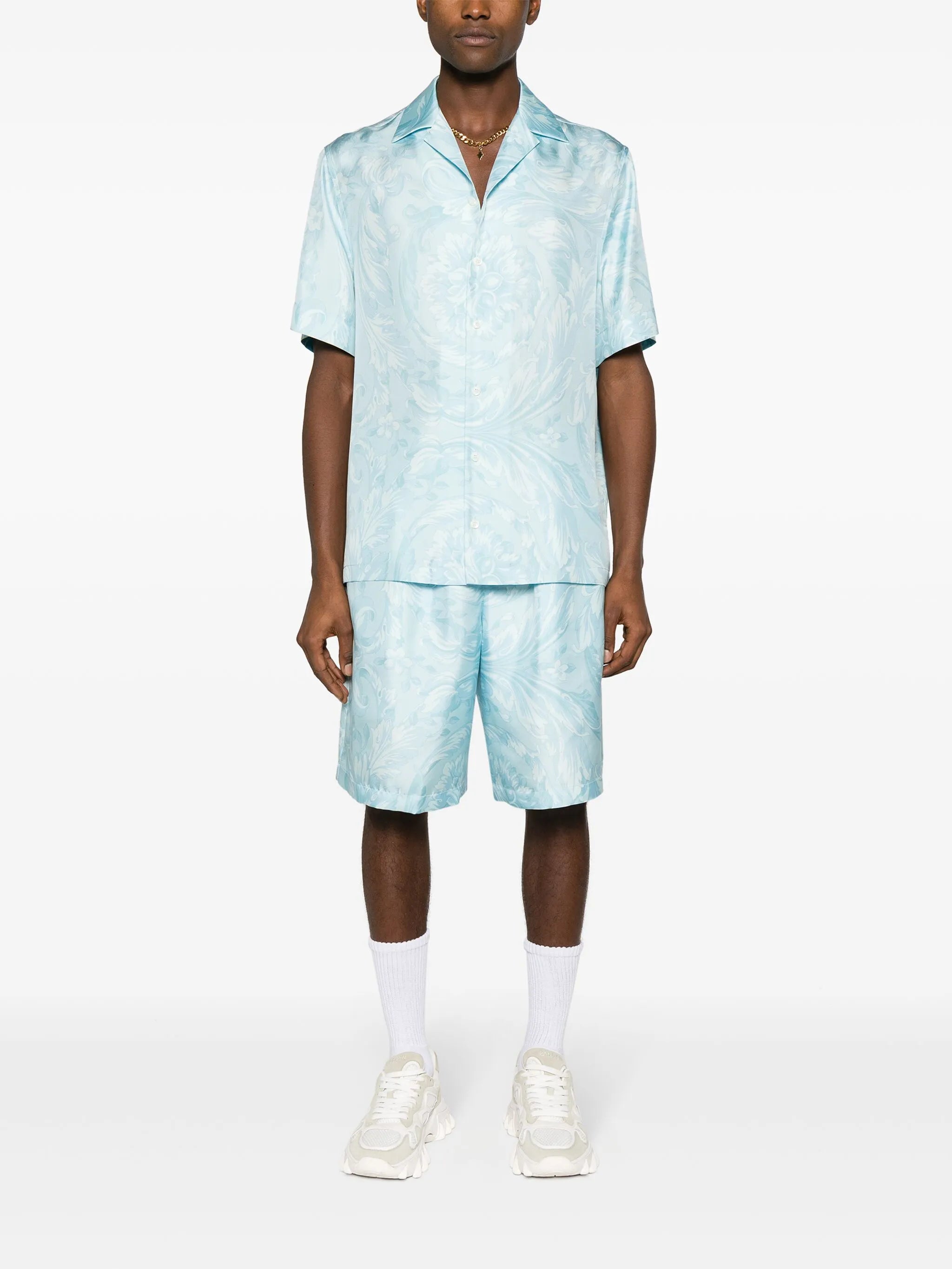 Barocco-print silk shirt