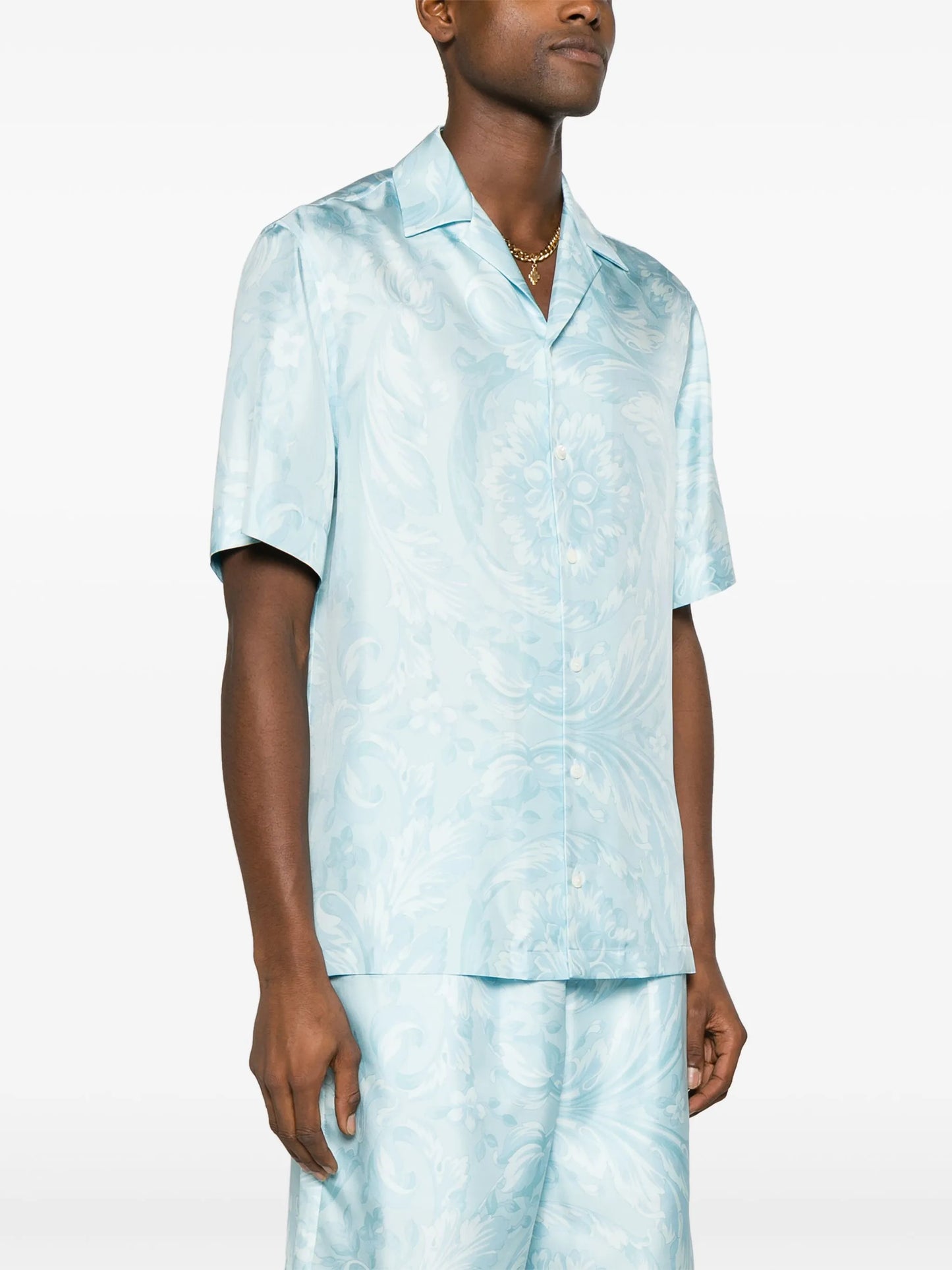 Barocco-print silk shirt