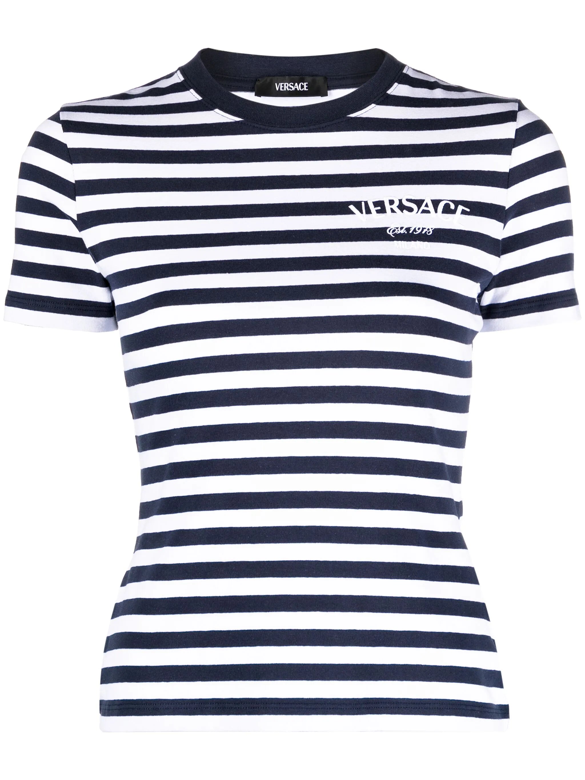 logo-embroidered striped T-shirt