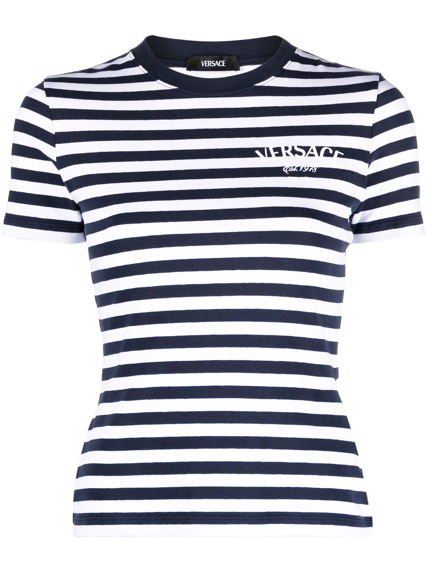 logo-embroidered striped T-shirt