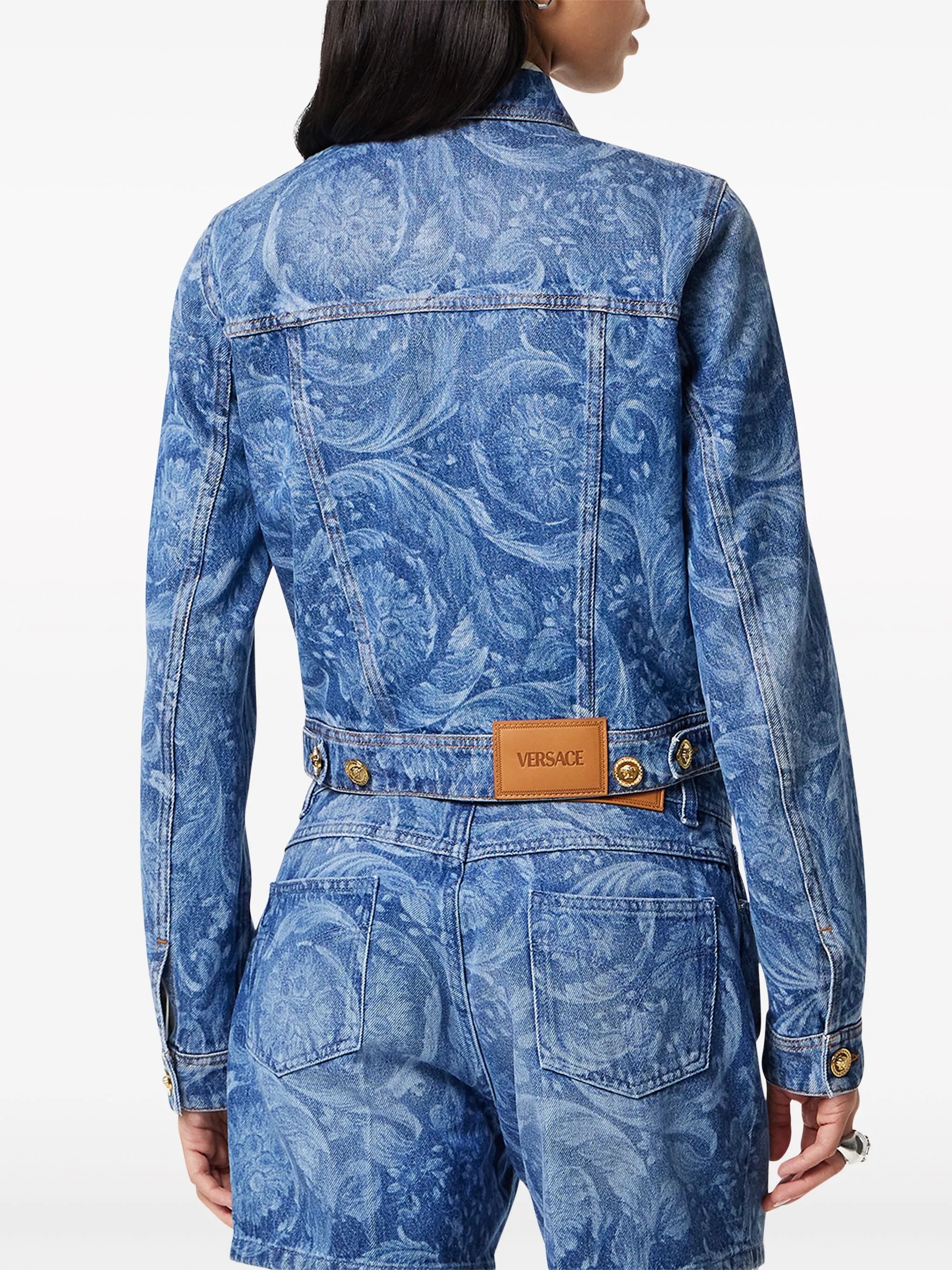 Barocco-print denim jacket