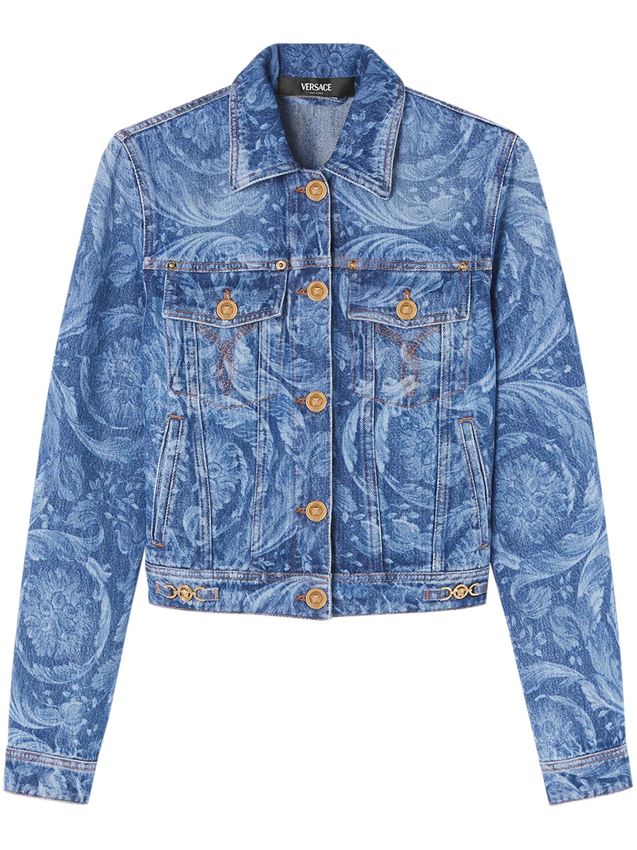 Barocco-print denim jacket
