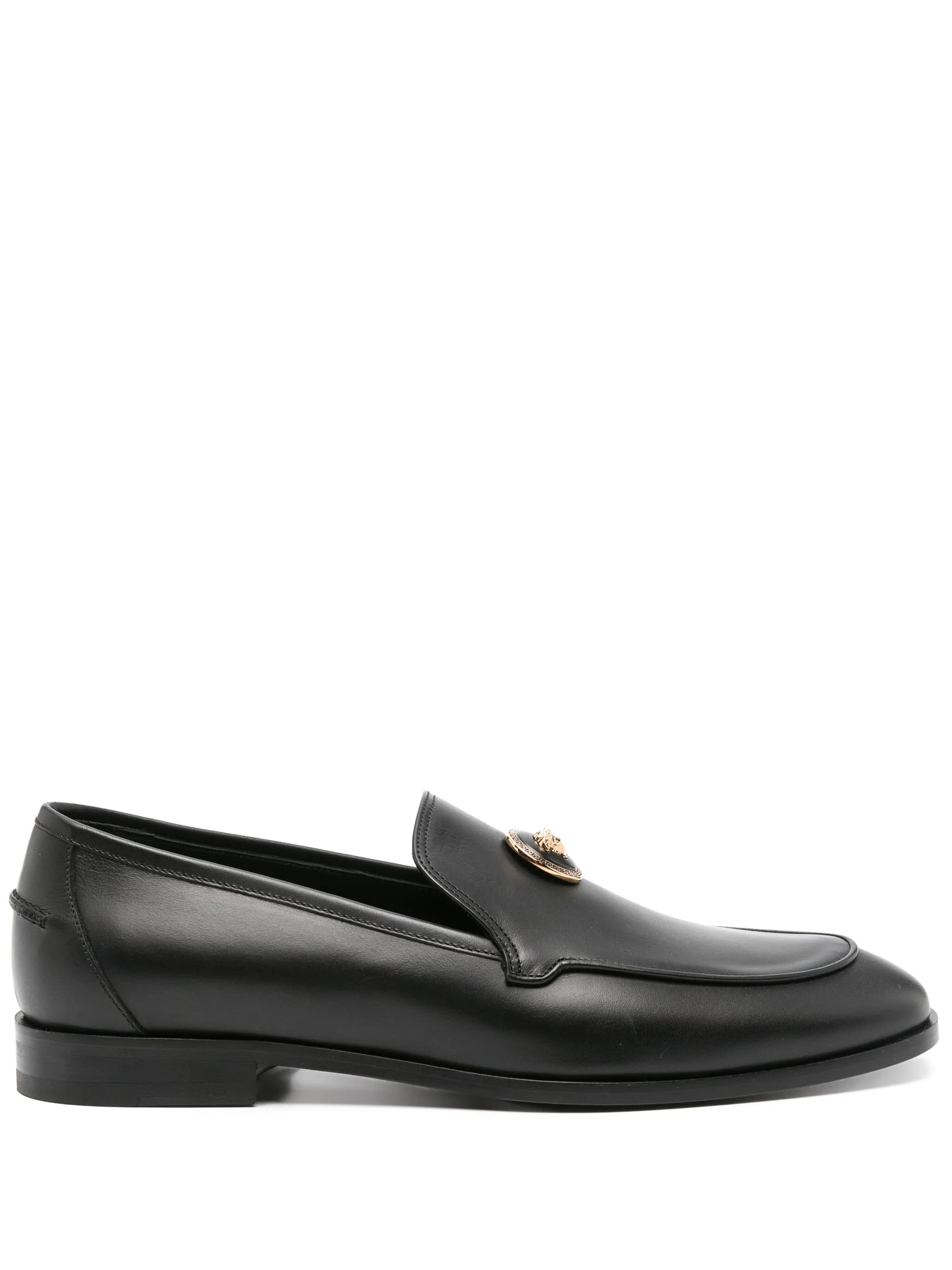 Medusa-plaque leather loafers