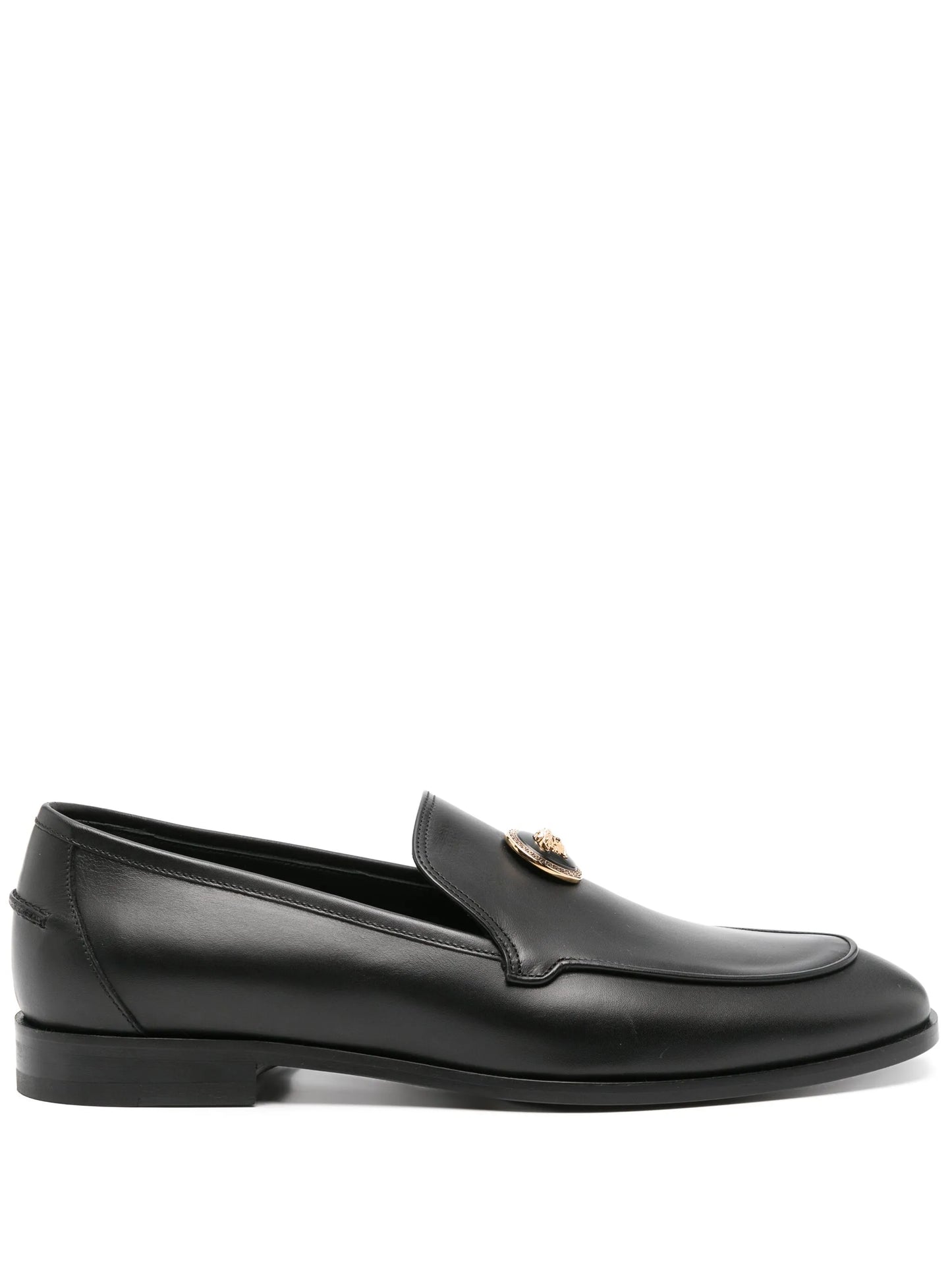 Medusa-plaque leather loafers