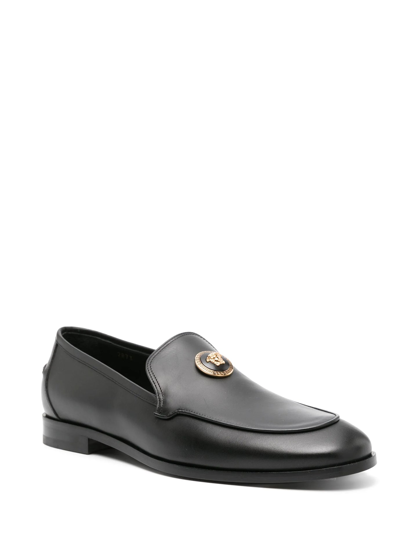 Medusa-plaque leather loafers