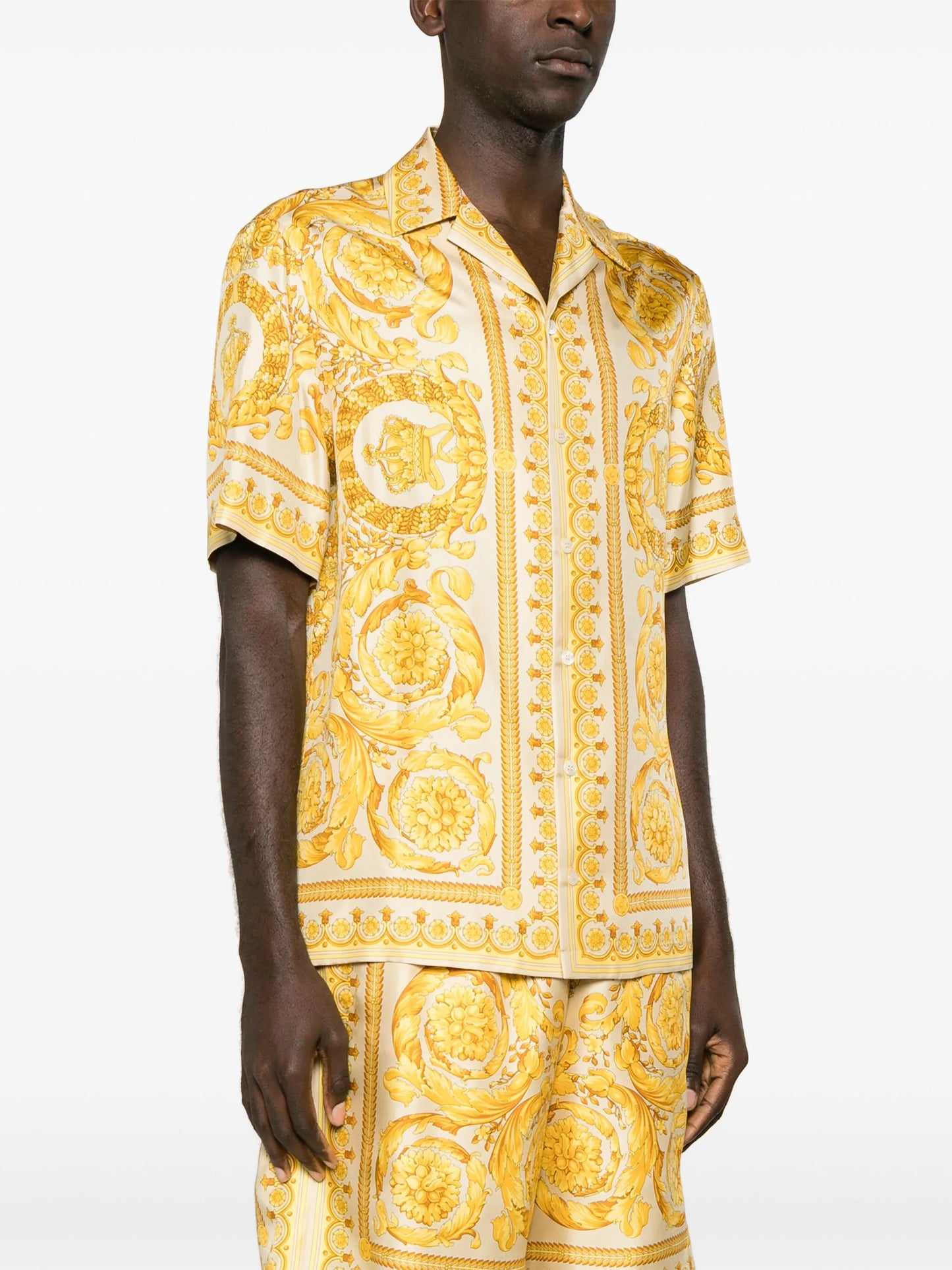Barocco-print silk shirt