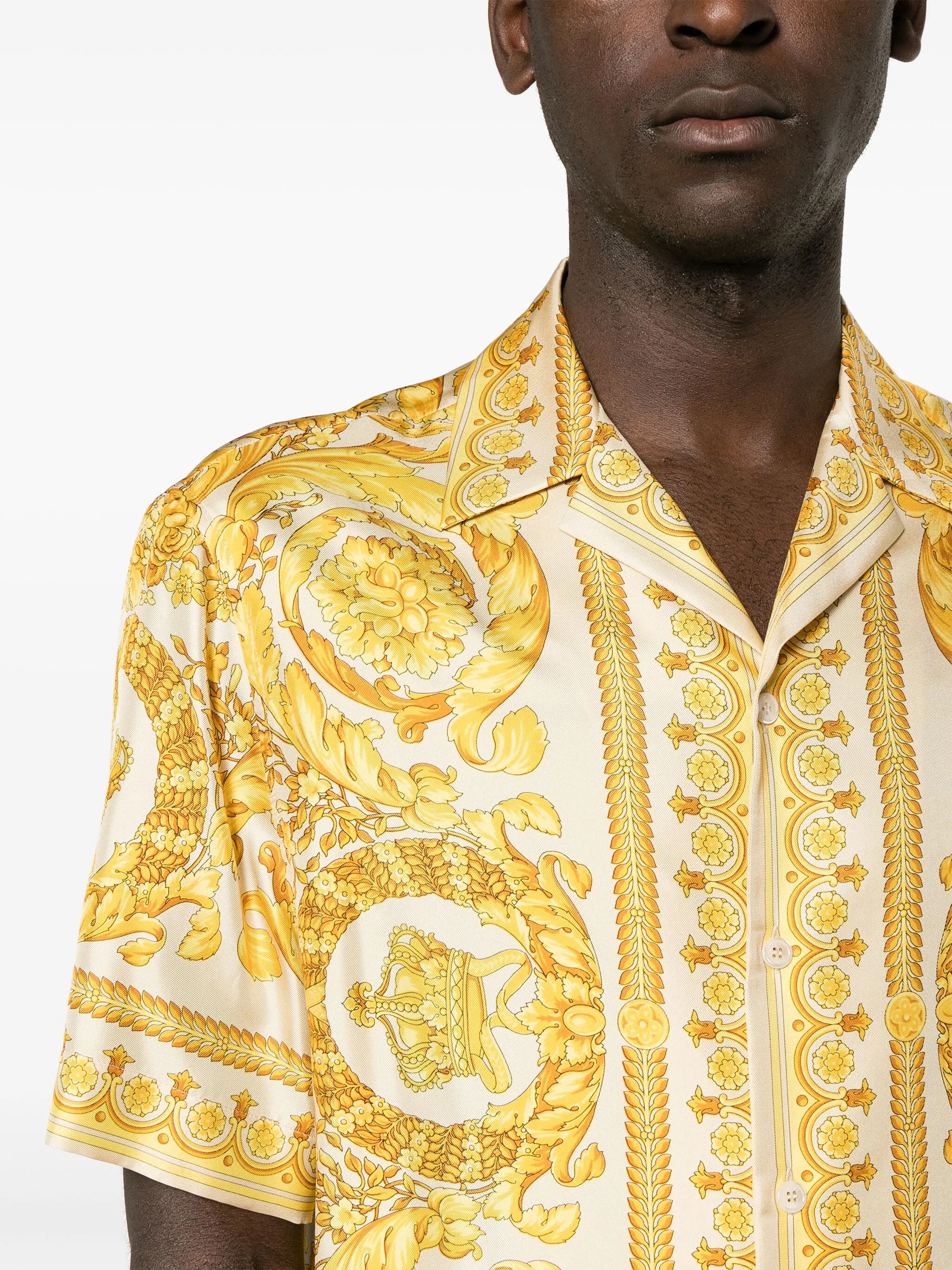 Barocco-print silk shirt
