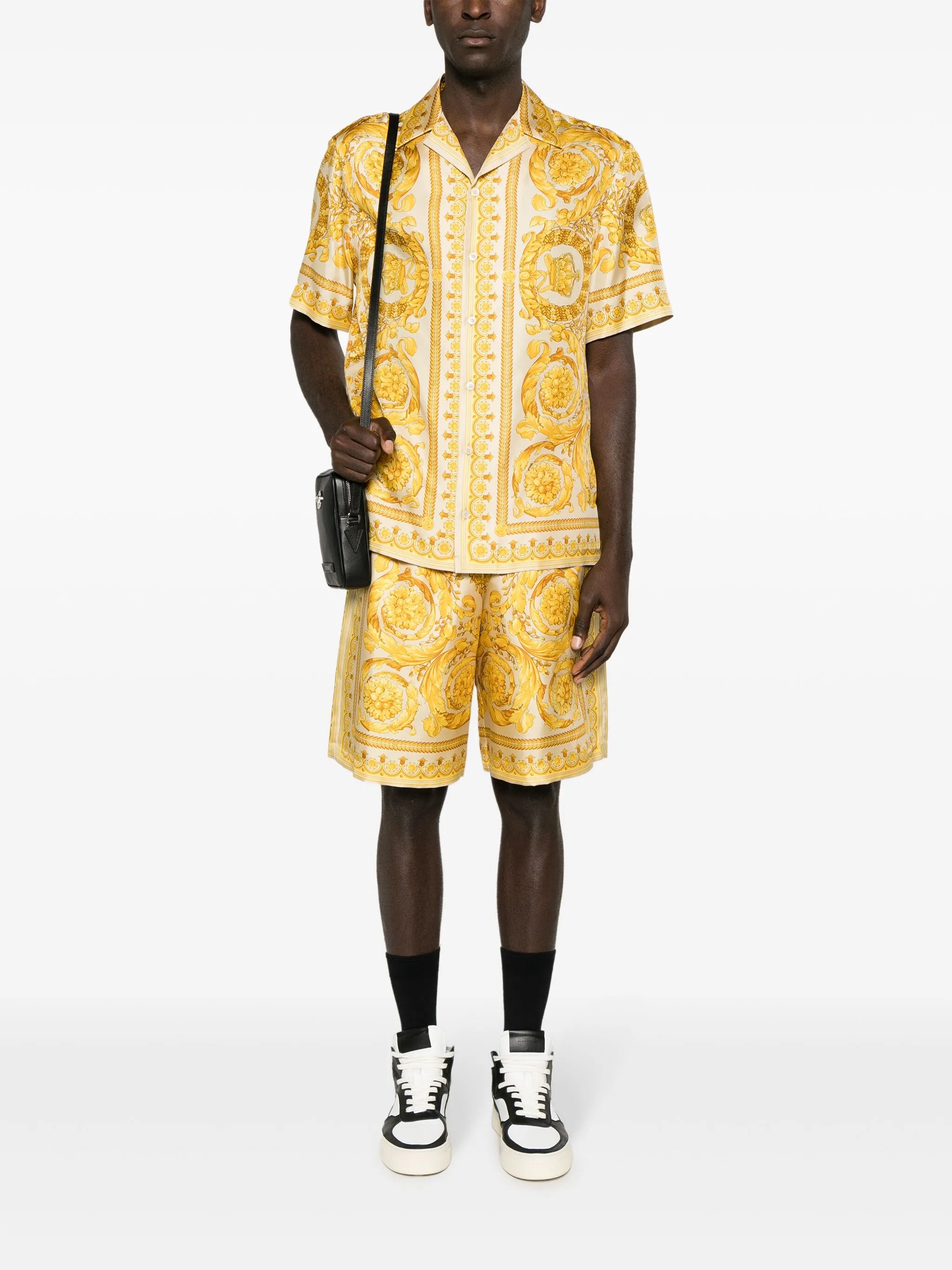 Barocco-print silk shirt
