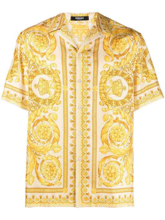 Barocco-print silk shirt