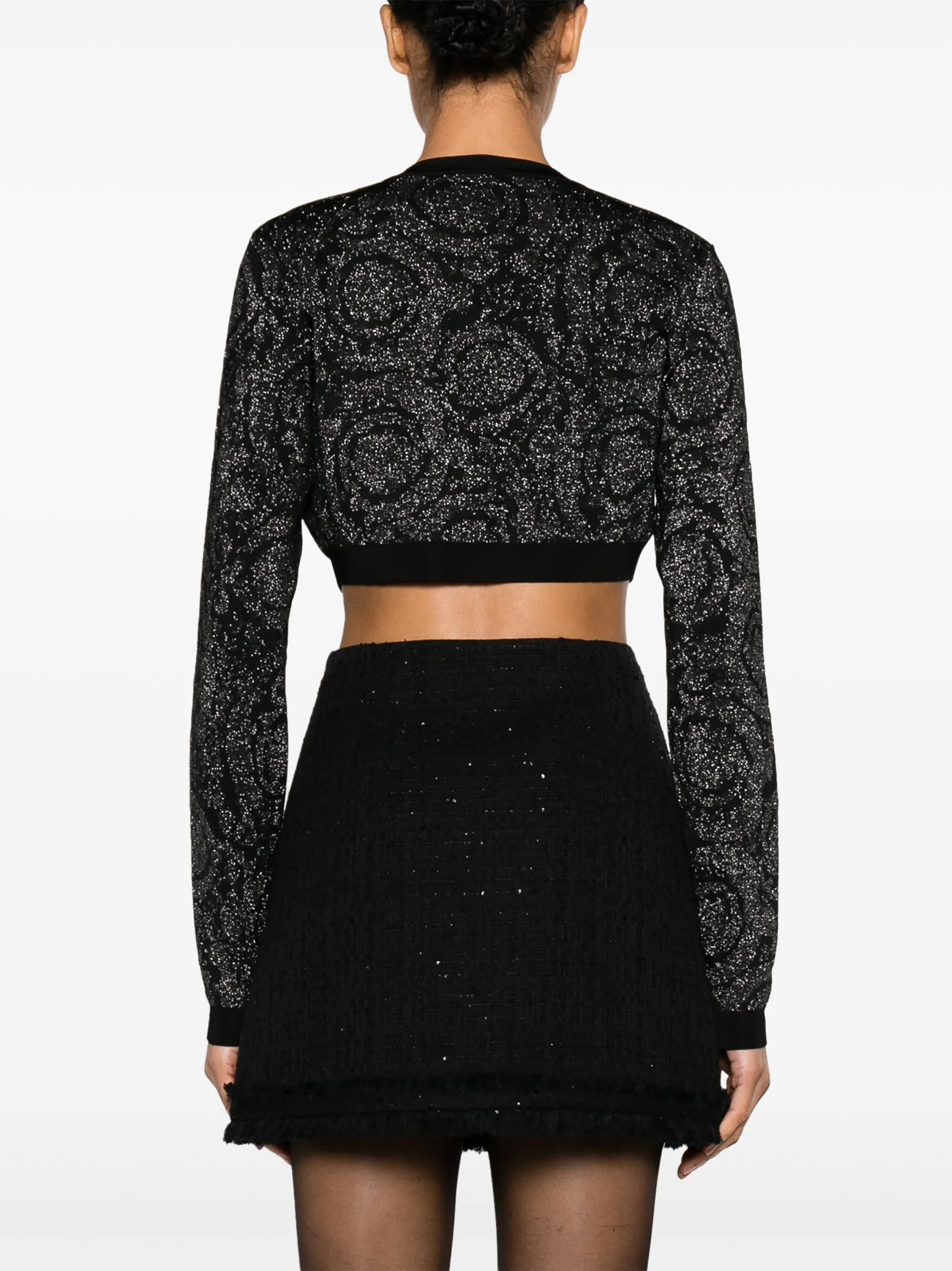 Barocco lurex cropped cardigan