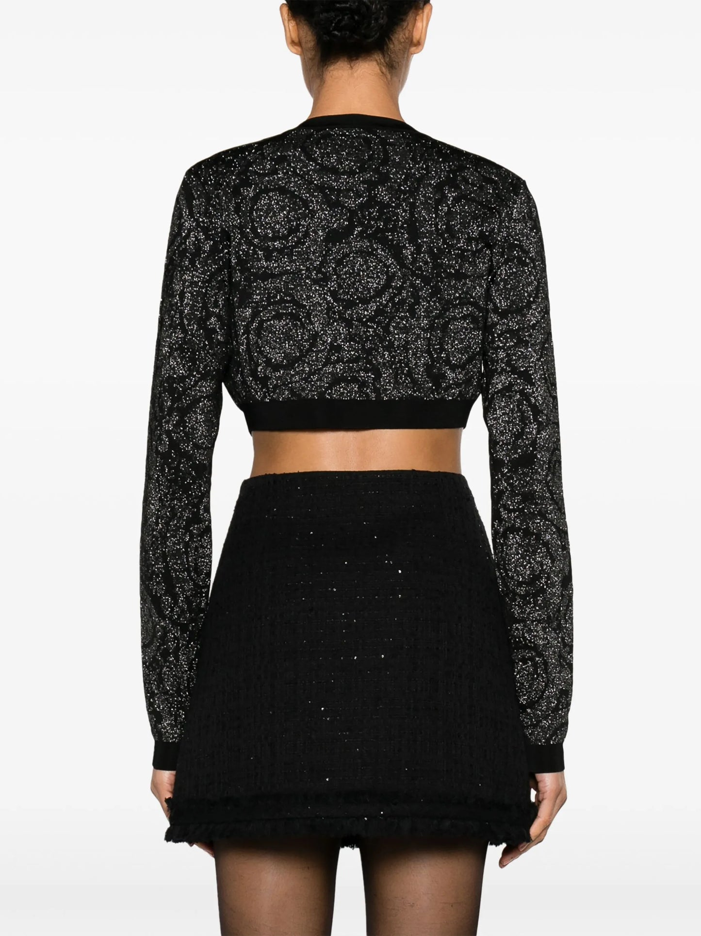 Barocco lurex cropped cardigan