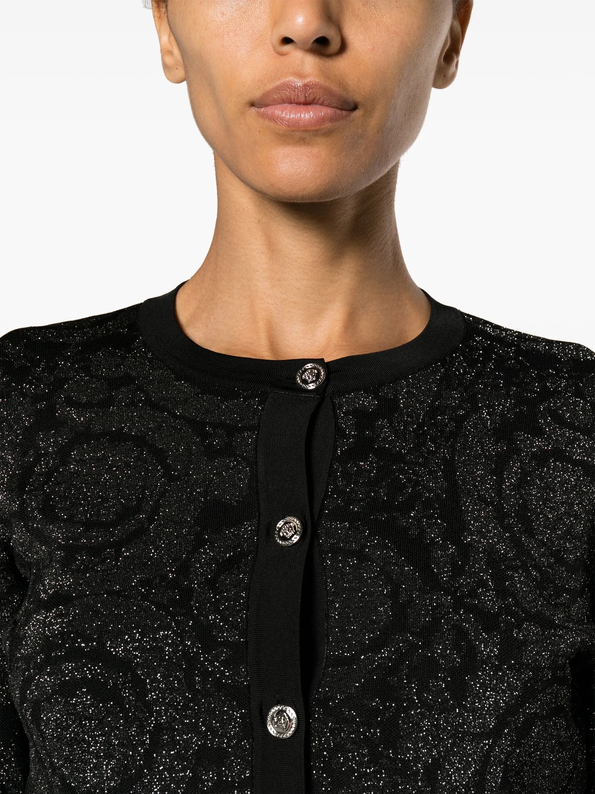 Barocco lurex cropped cardigan