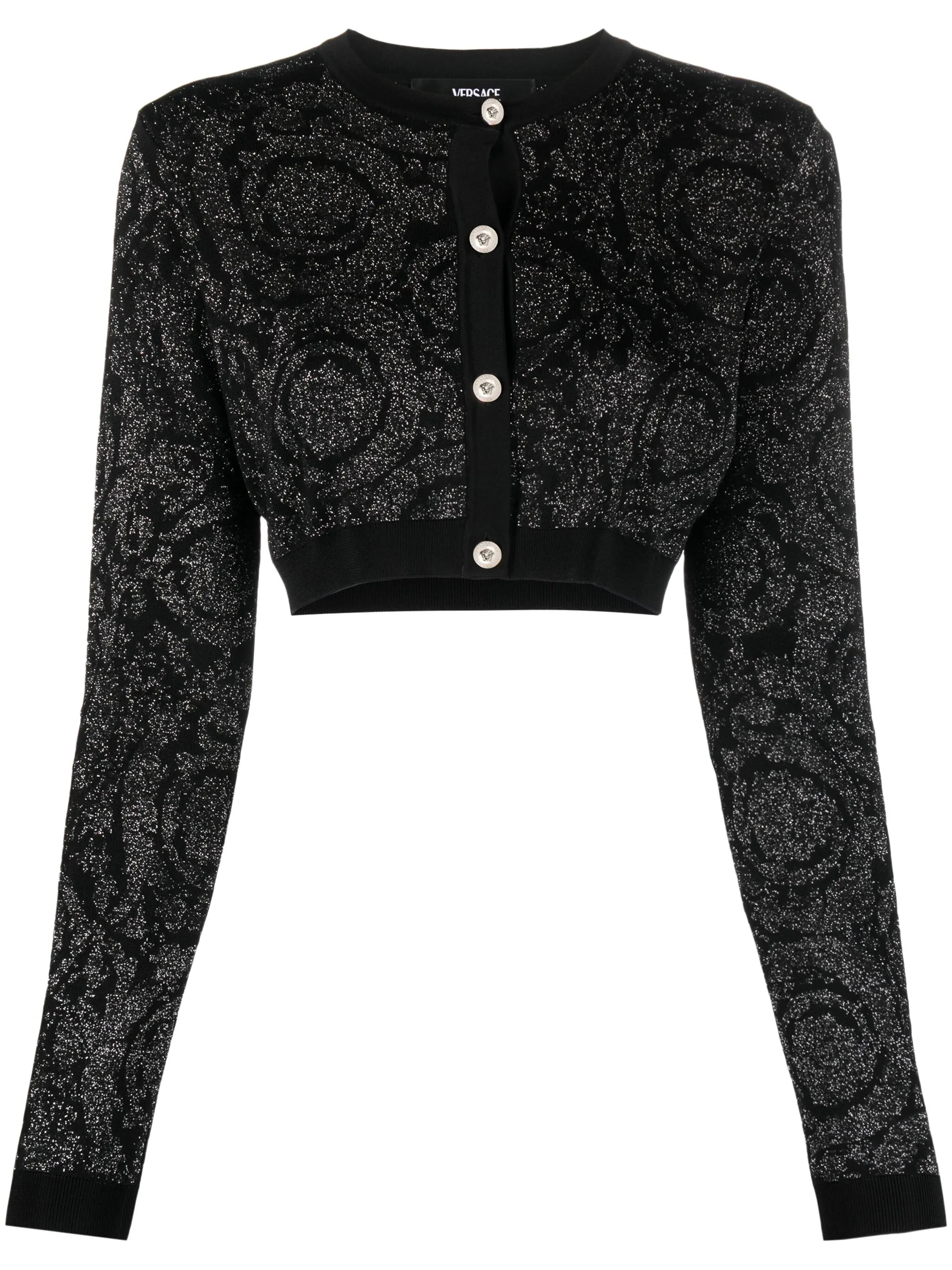 Barocco lurex cropped cardigan