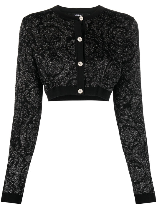Barocco lurex cropped cardigan