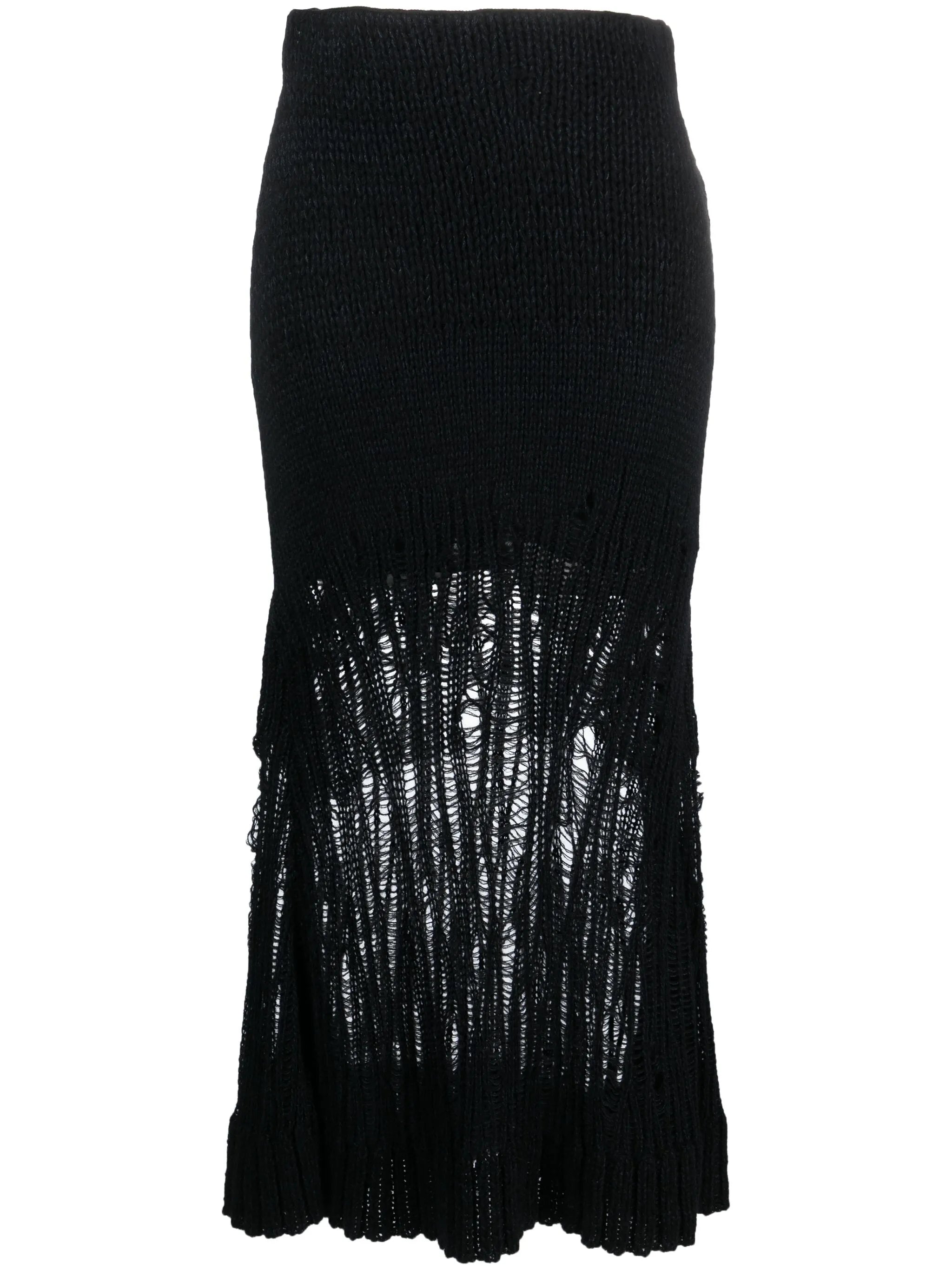 knitted flared long skirt