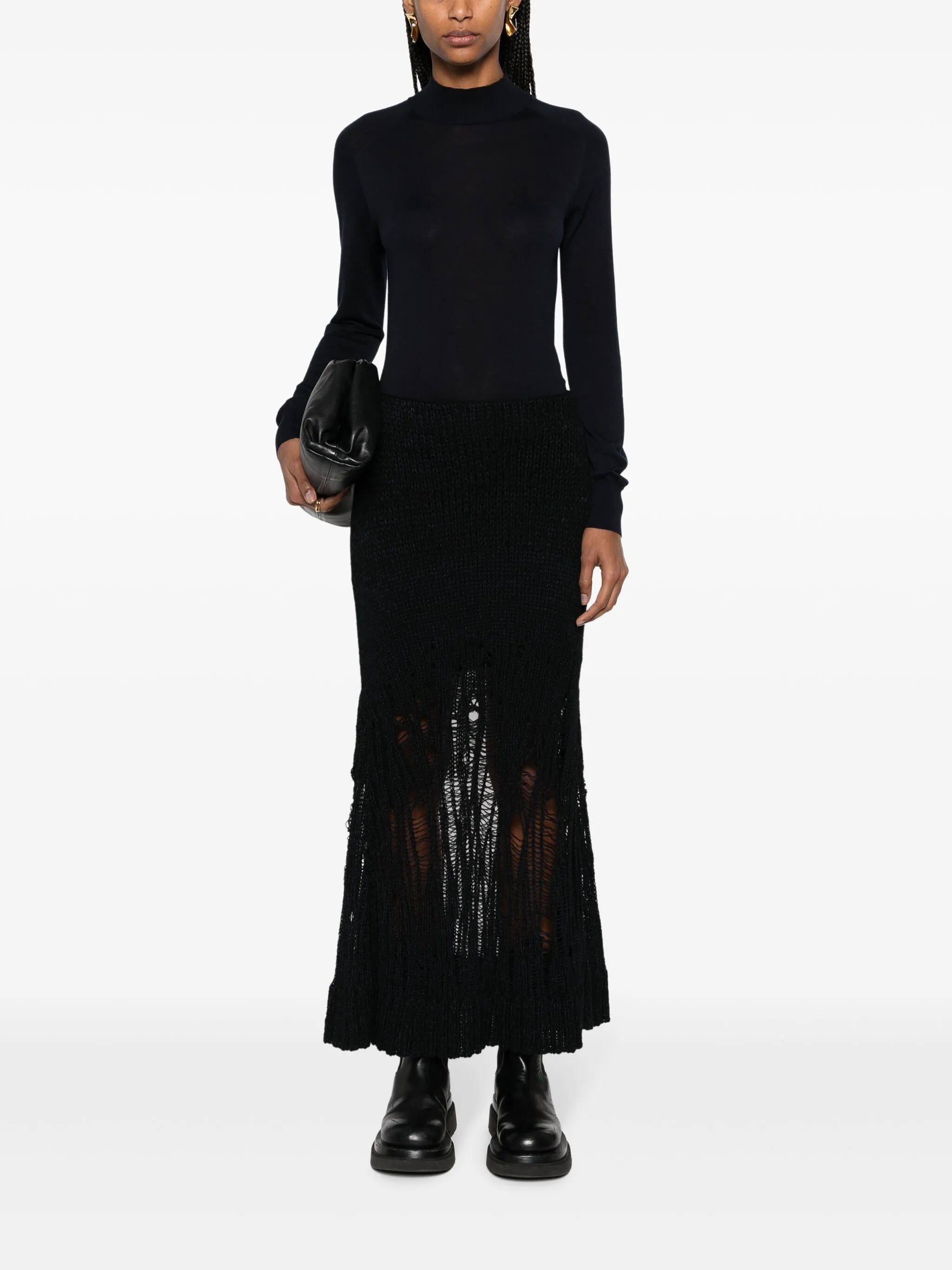knitted flared long skirt