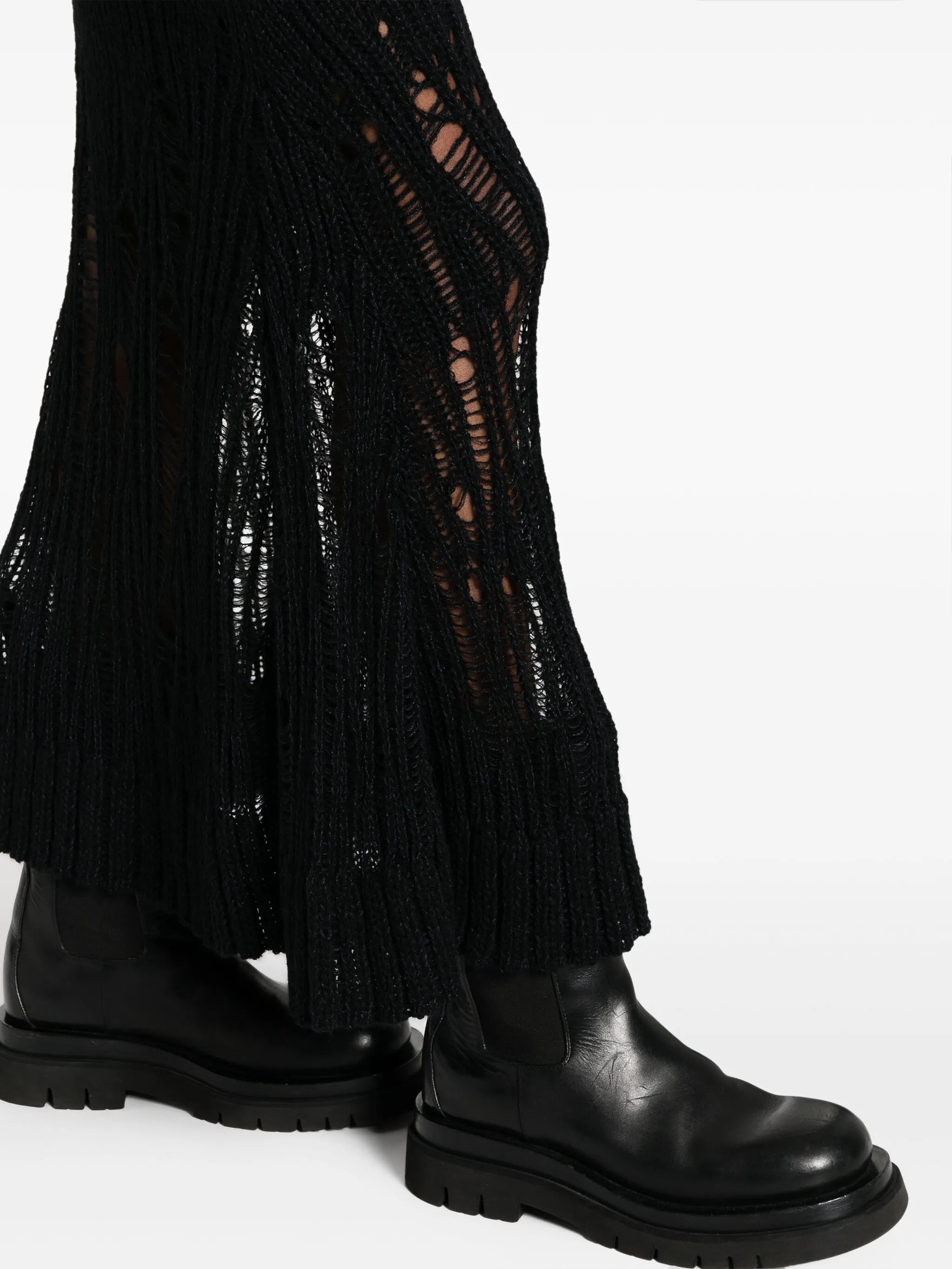 knitted flared long skirt