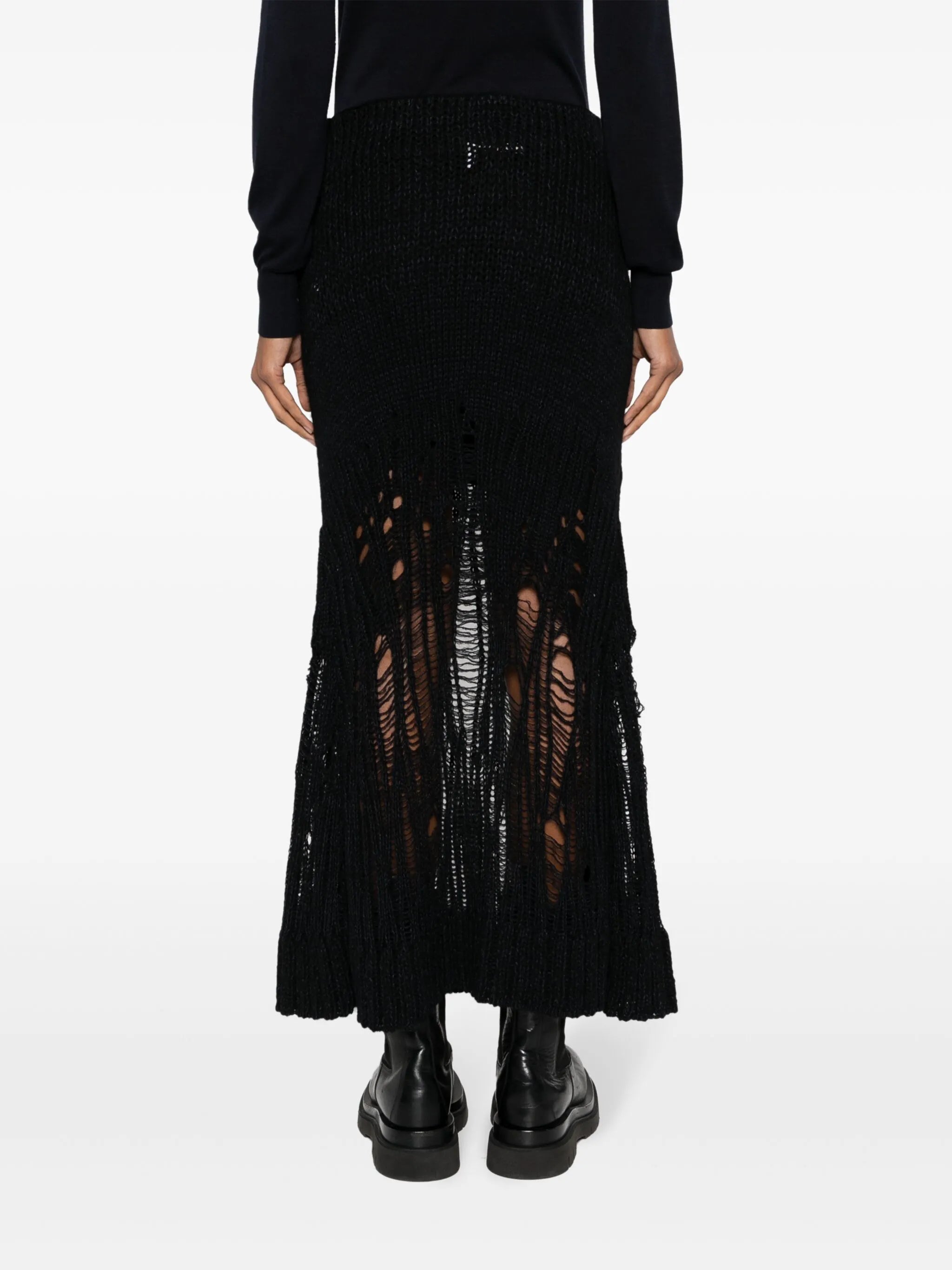 knitted flared long skirt