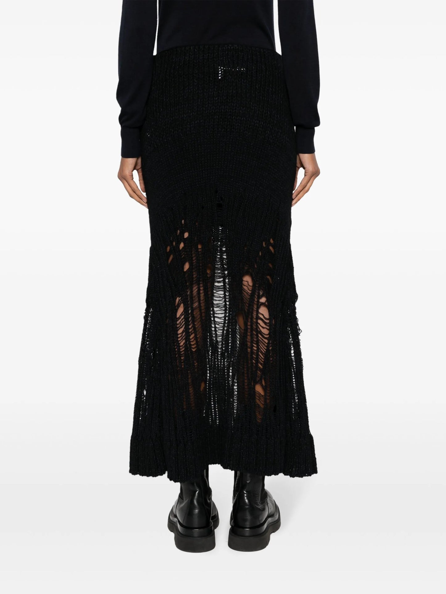 knitted flared long skirt