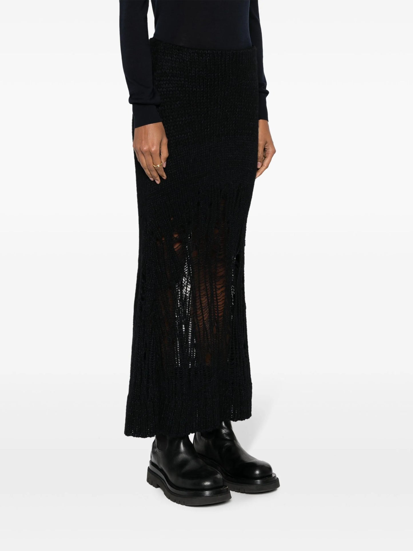 knitted flared long skirt