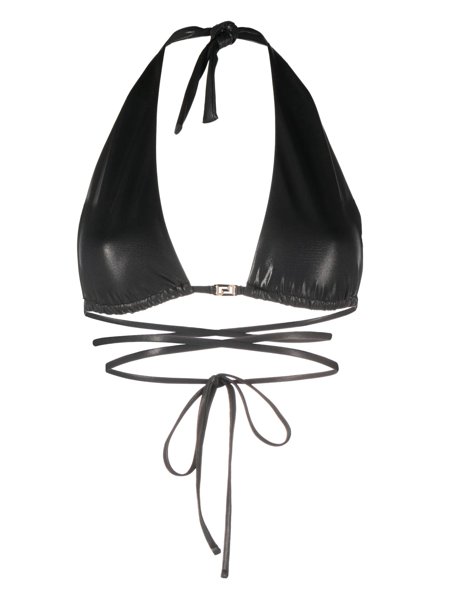 Greca-detailed triangle bikini top