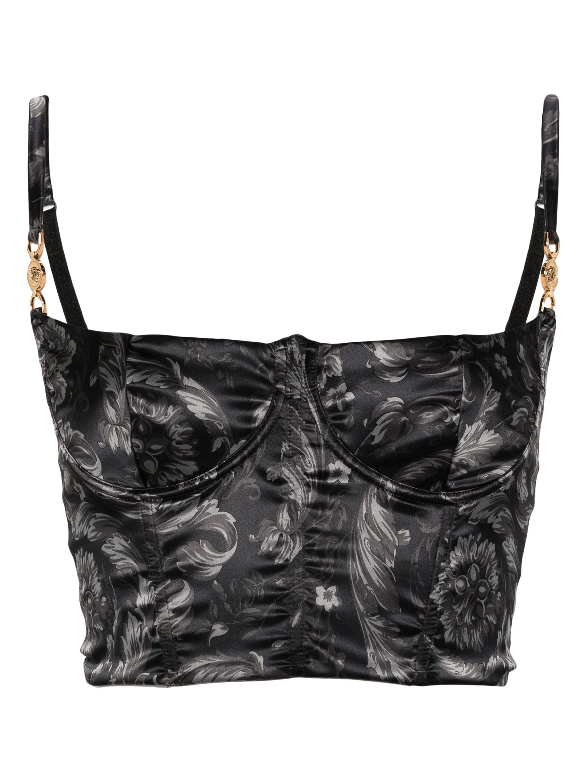 Barocco-print satin bustier top