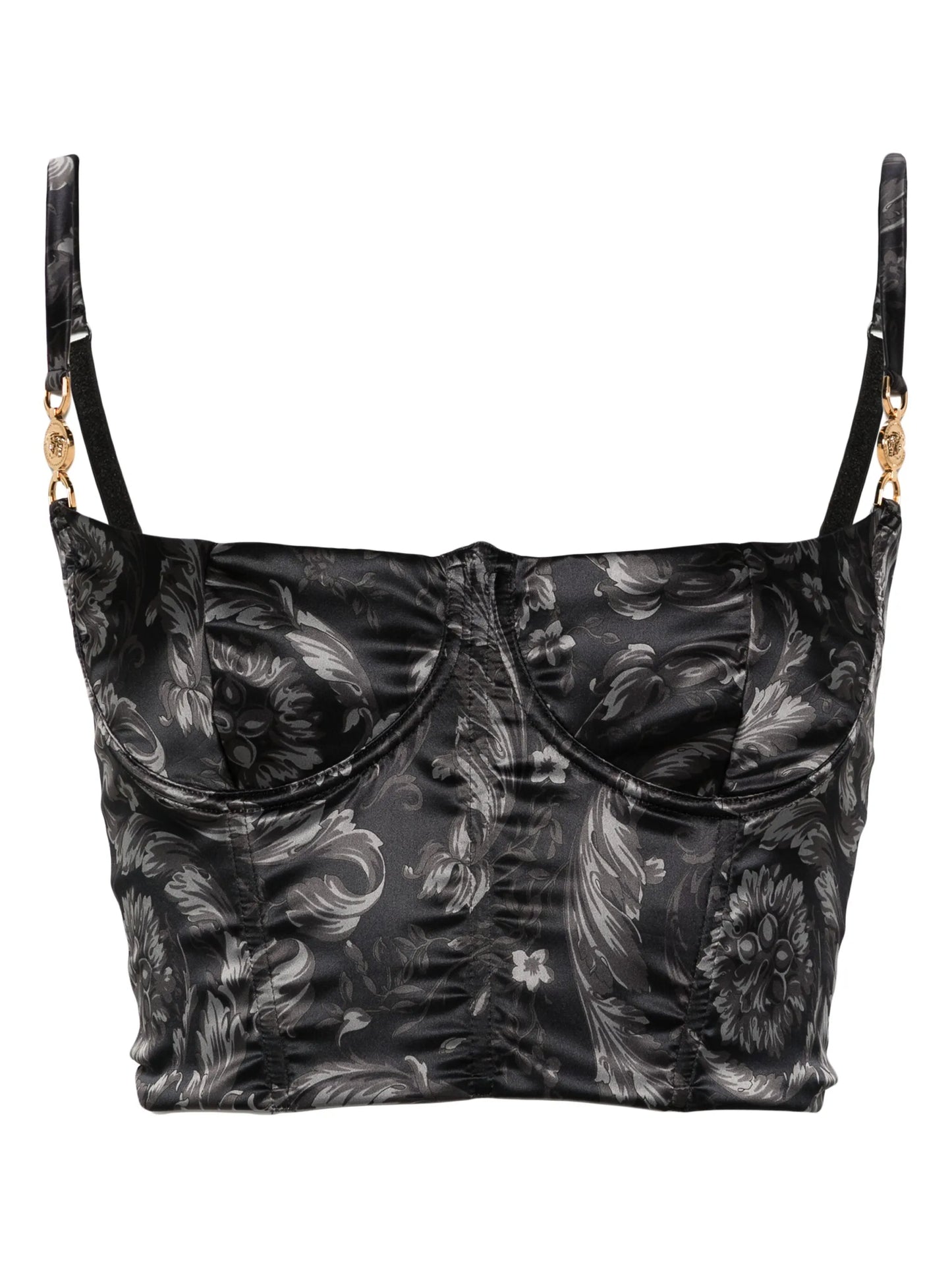 Barocco-print satin bustier top