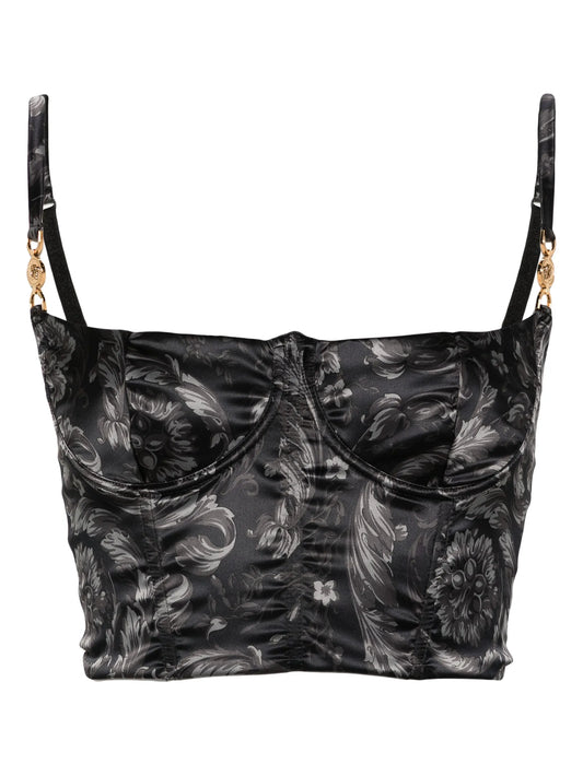 Barocco-print satin bustier top