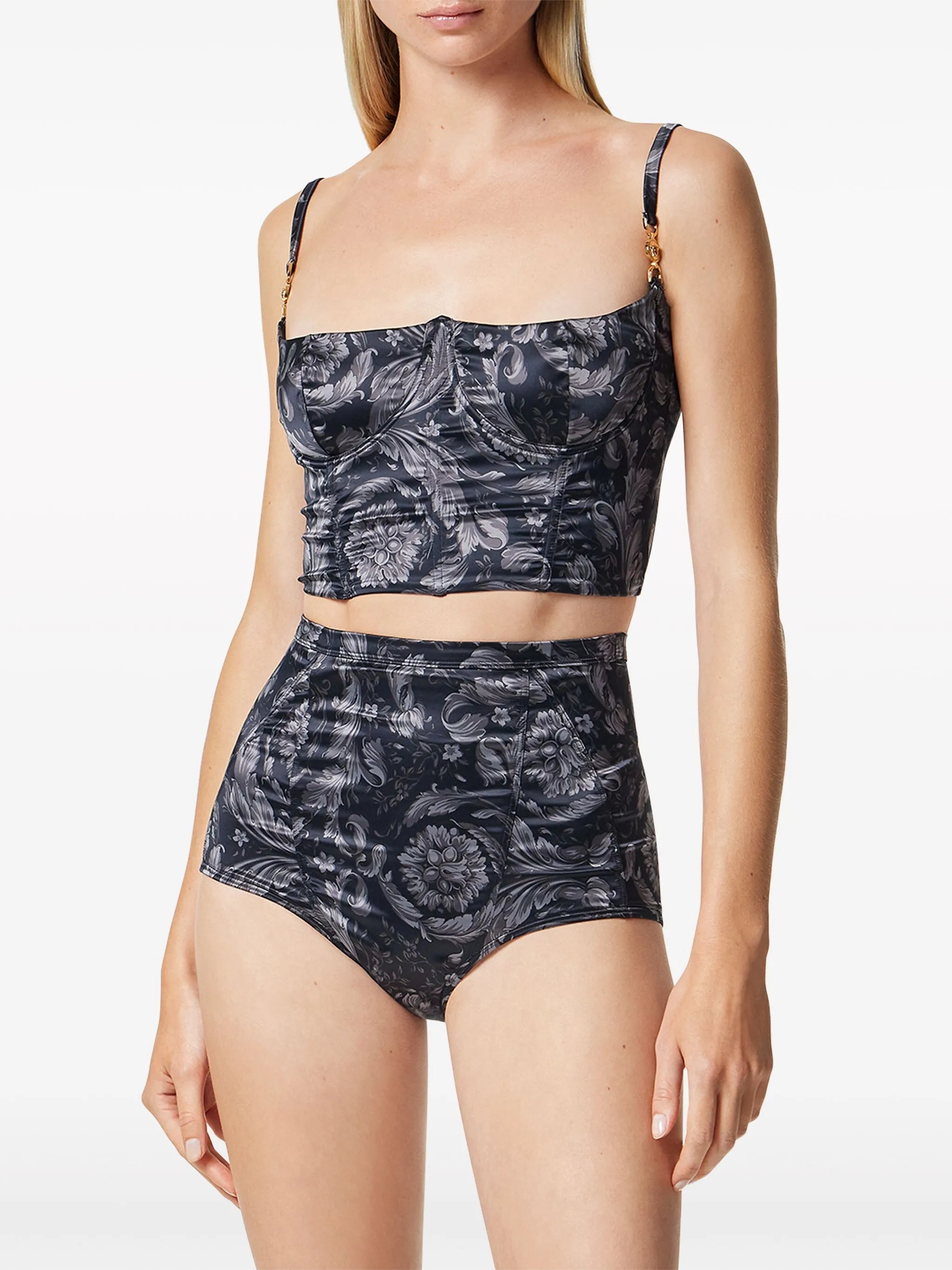 Barroco-print high-waist briefs