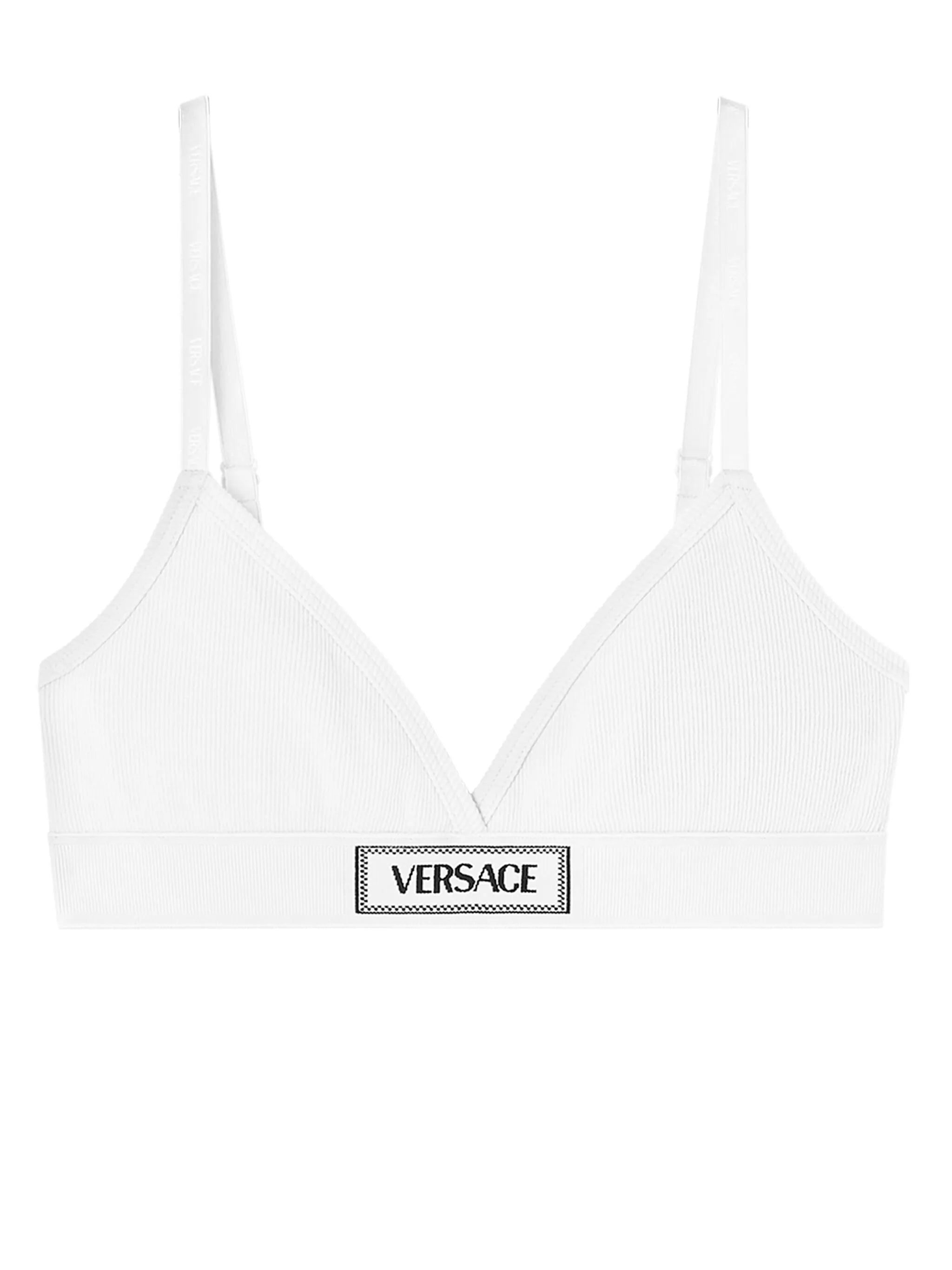 logo-patch cotton-blend bra