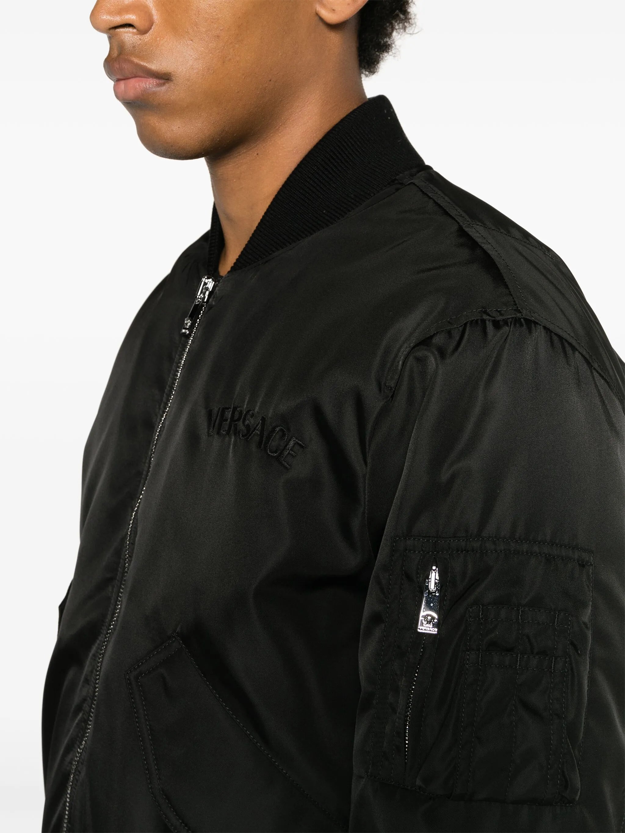 logo-embroidered bomber jacket
