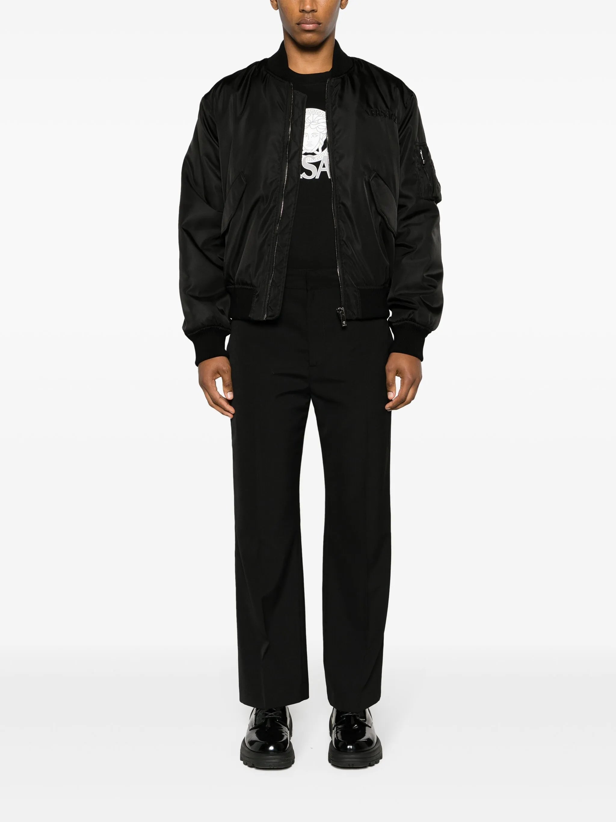 logo-embroidered bomber jacket