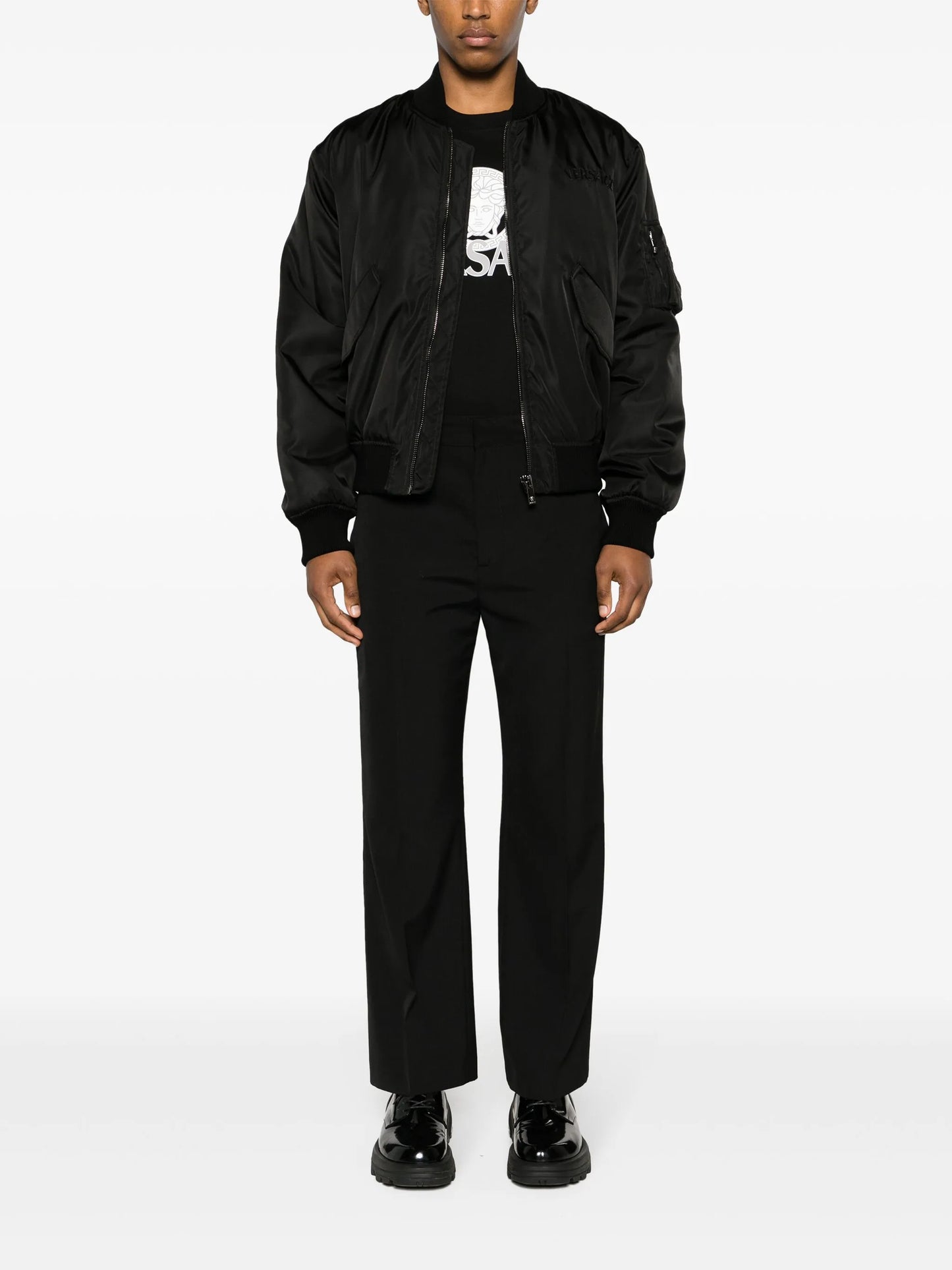 logo-embroidered bomber jacket