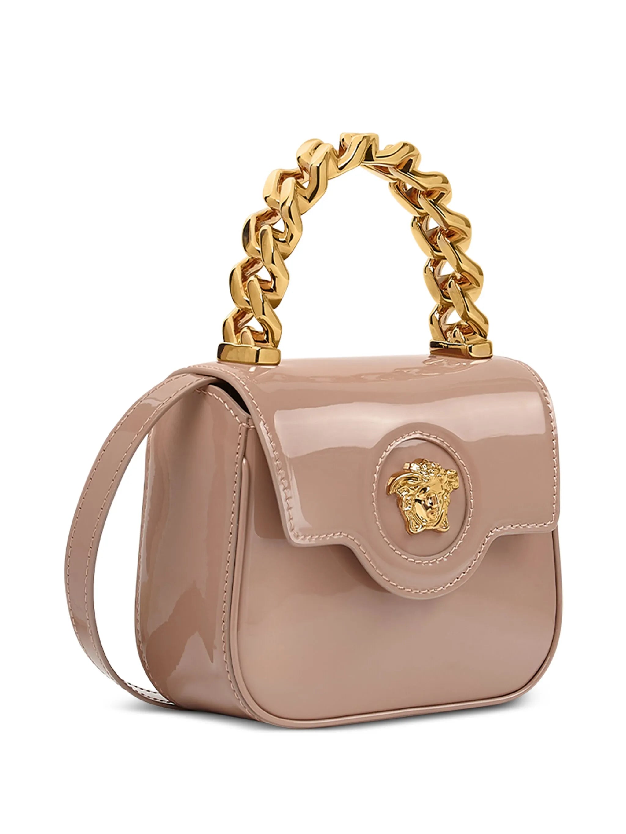 La Medusa patent-finish mini bag