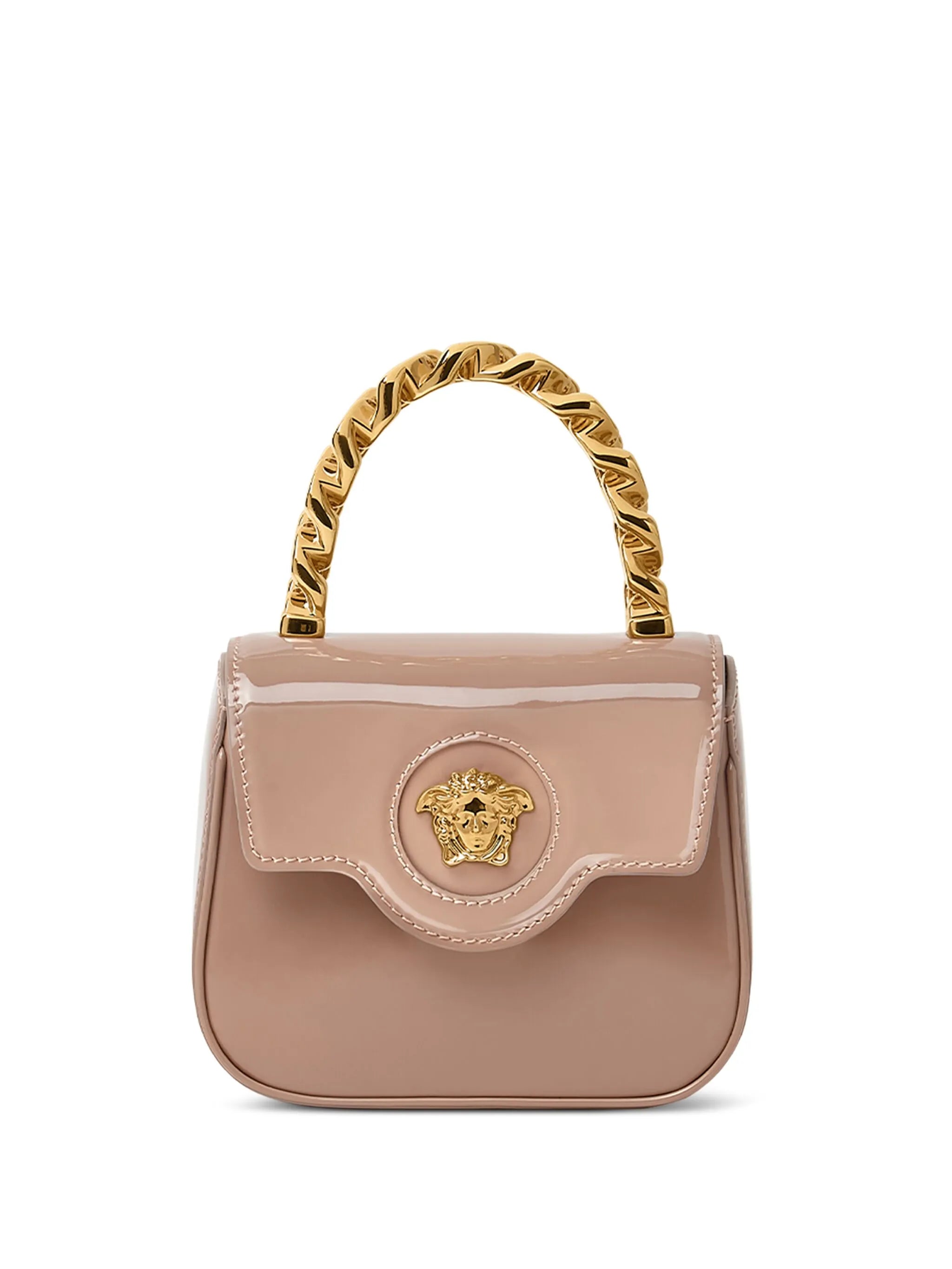 La Medusa patent-finish mini bag