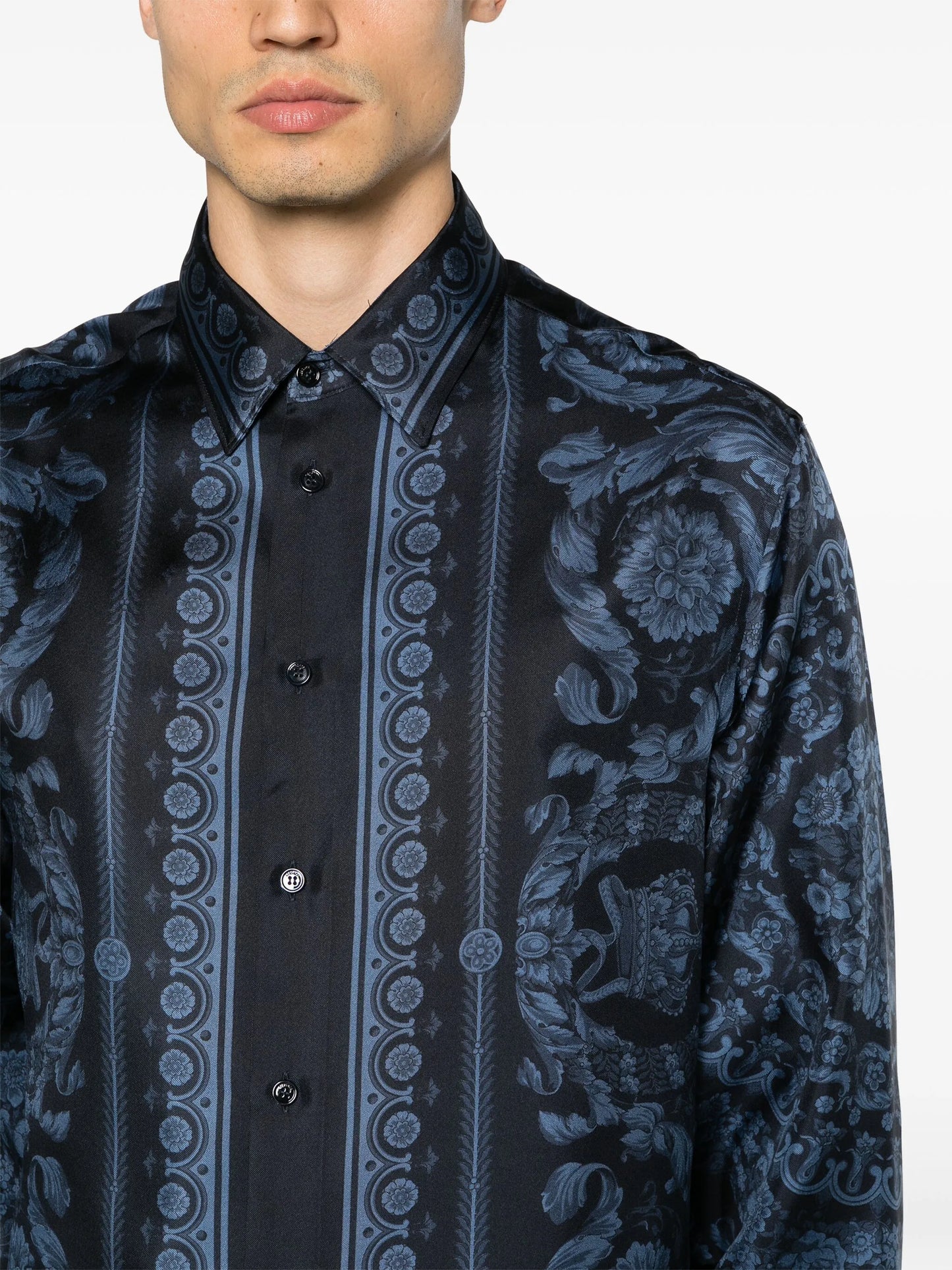 Barroco-print silk shirt