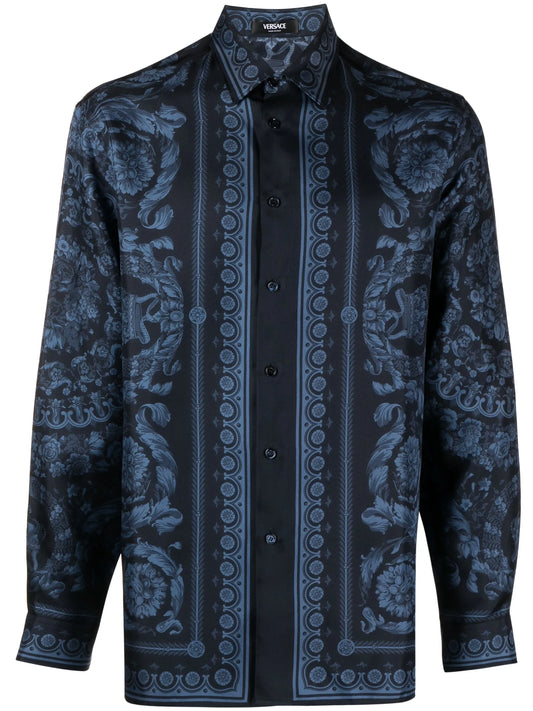 Barroco-print silk shirt