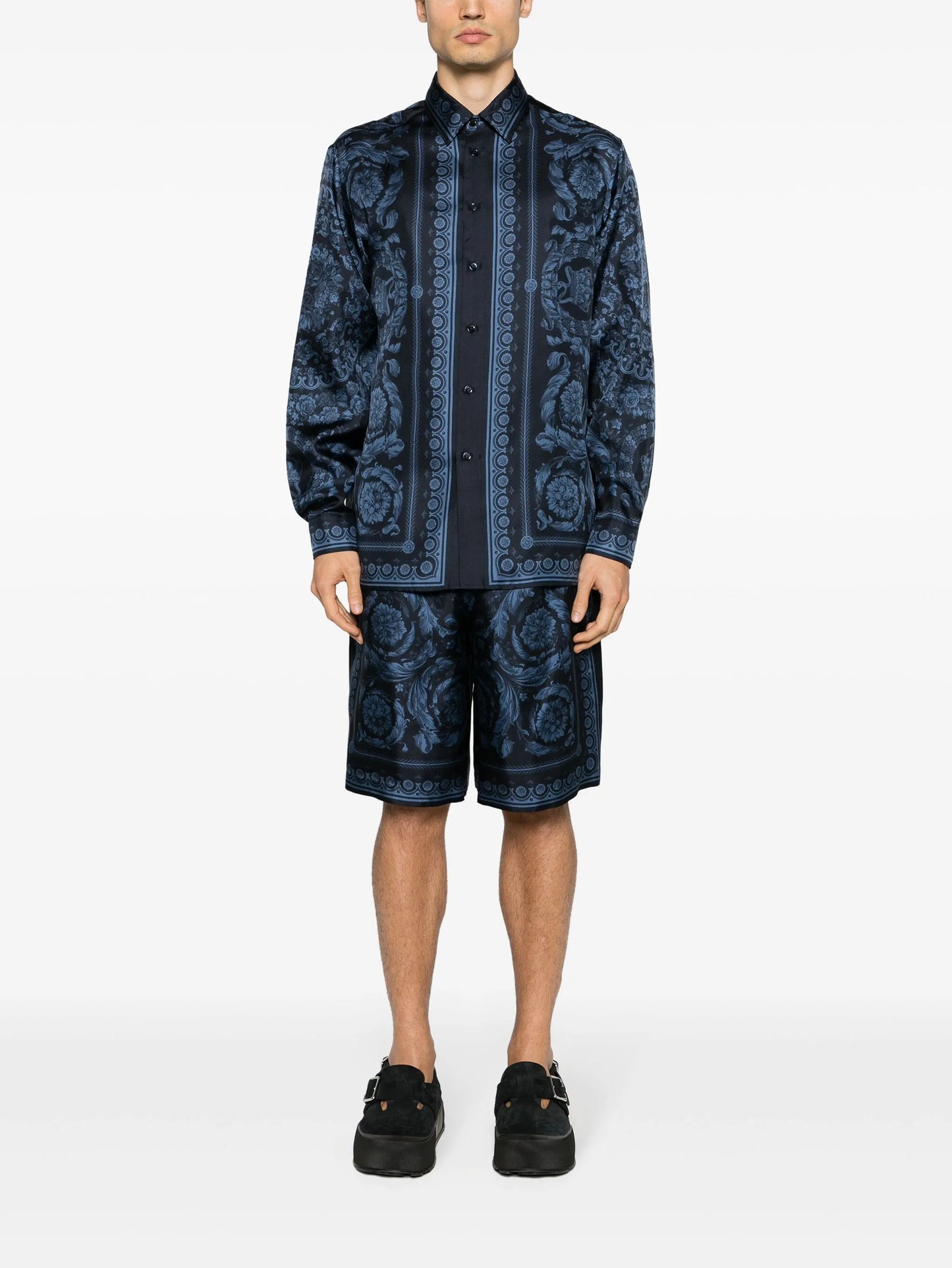 Barroco-print silk shirt