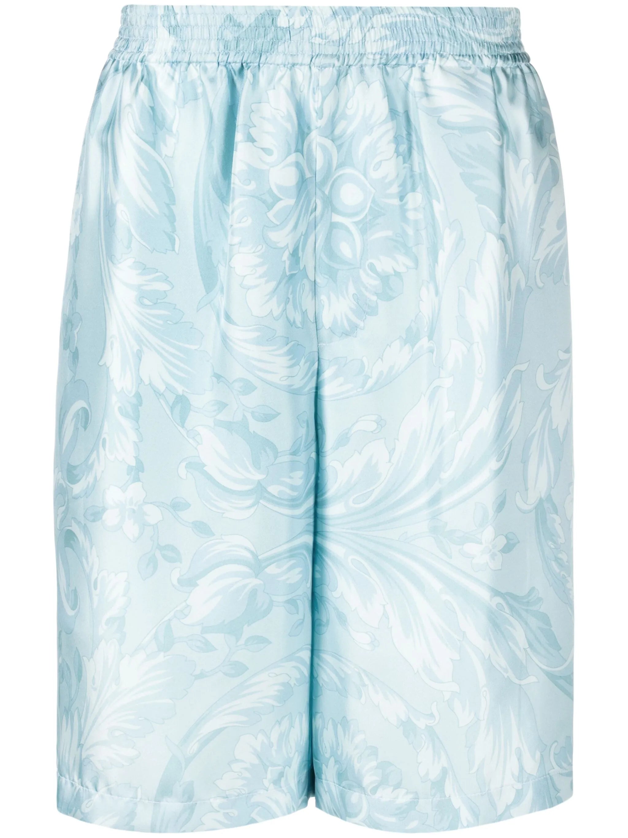 Barocco-print silk shorts