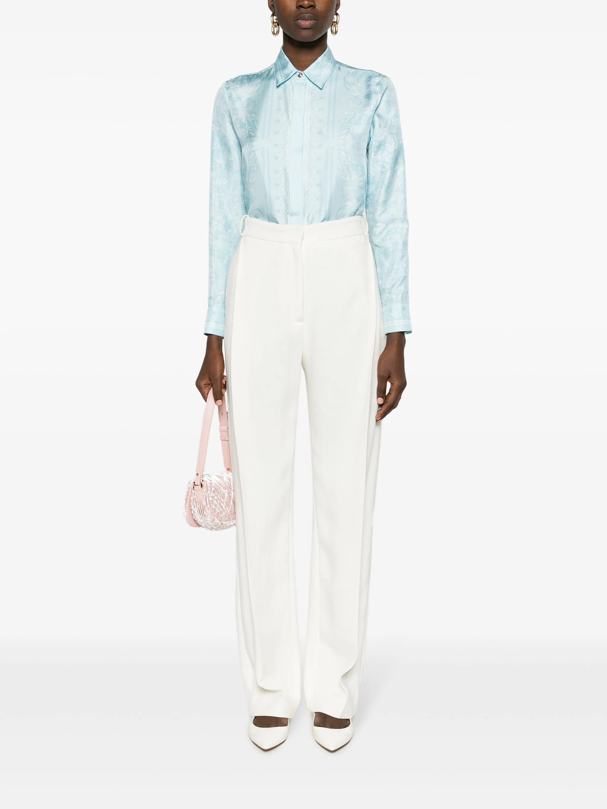 Barocco-print silk shirt
