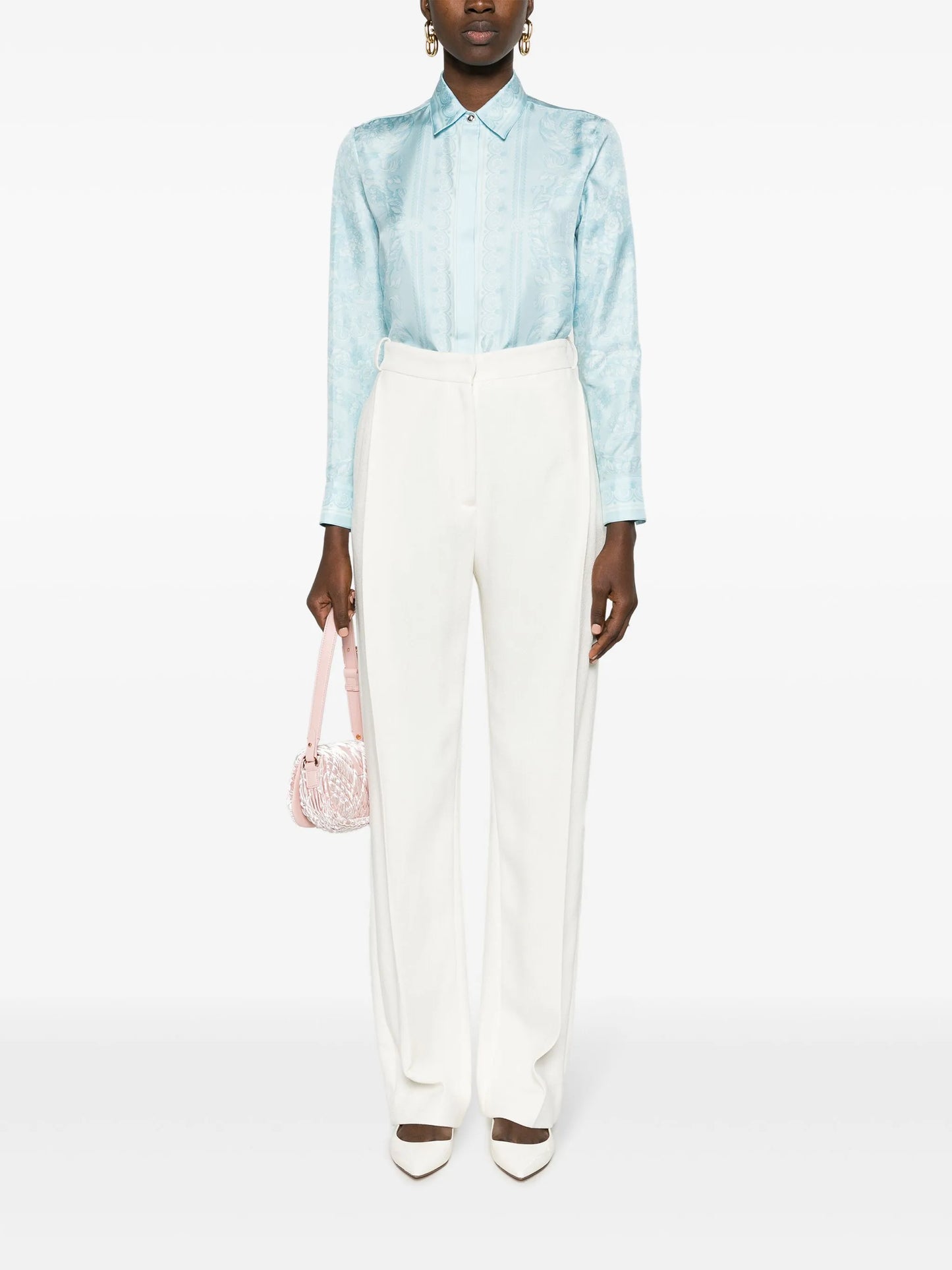 Barocco-print silk shirt