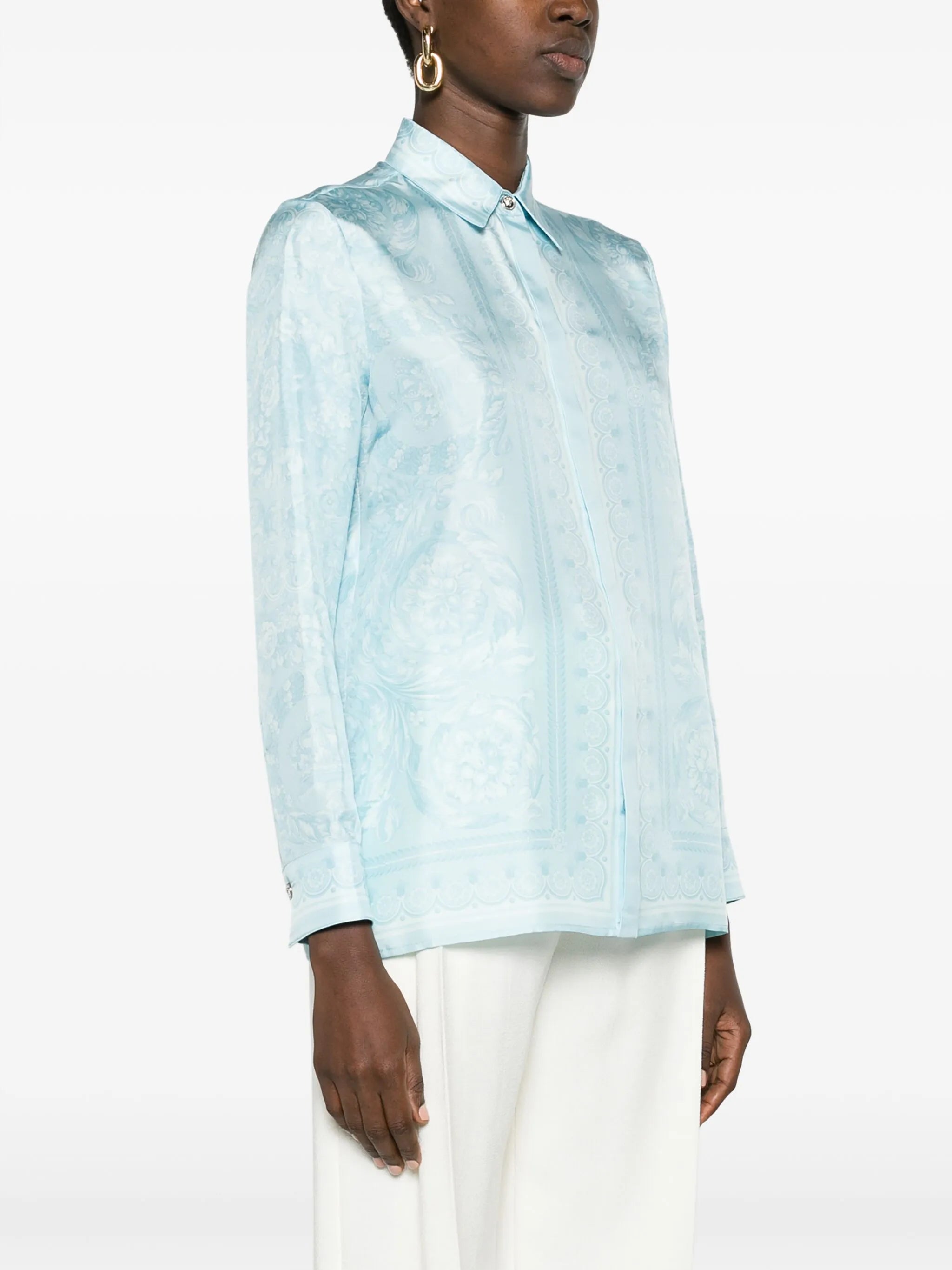 Barocco-print silk shirt