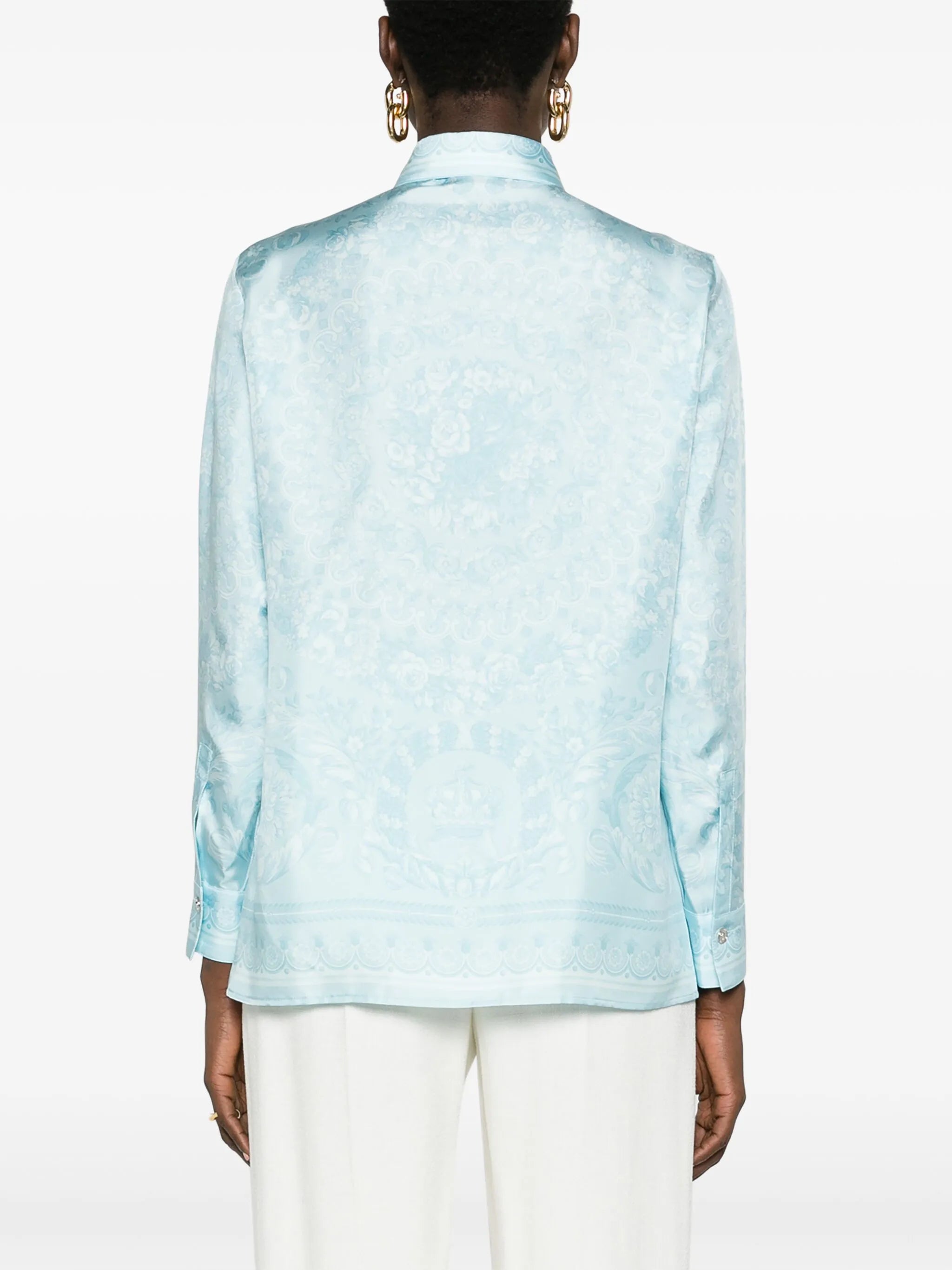 Barocco-print silk shirt